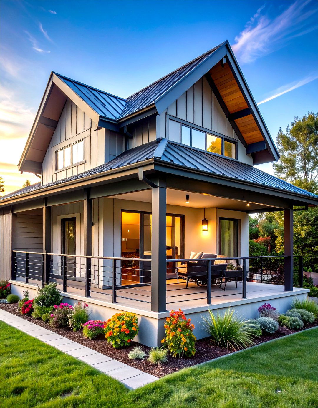 Shed Style Industrial Metal Structure - 24 Metal Roof Porch Design Ideas
