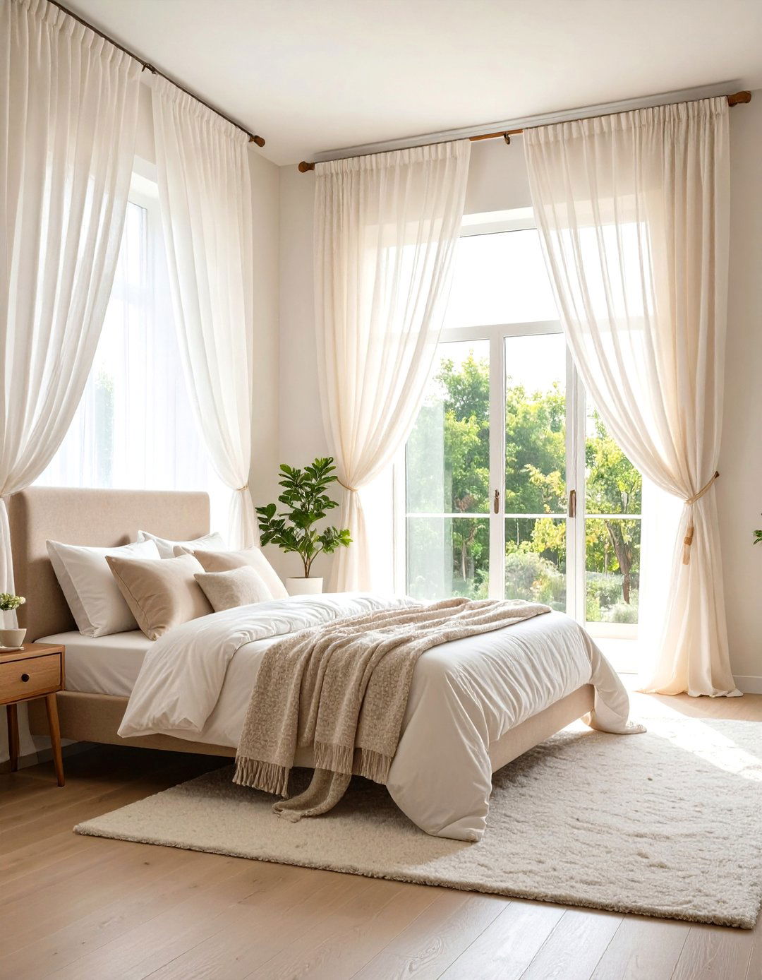 Sheer Curtains for Soft Light Diffusion - 24 Bedroom Window Ideas