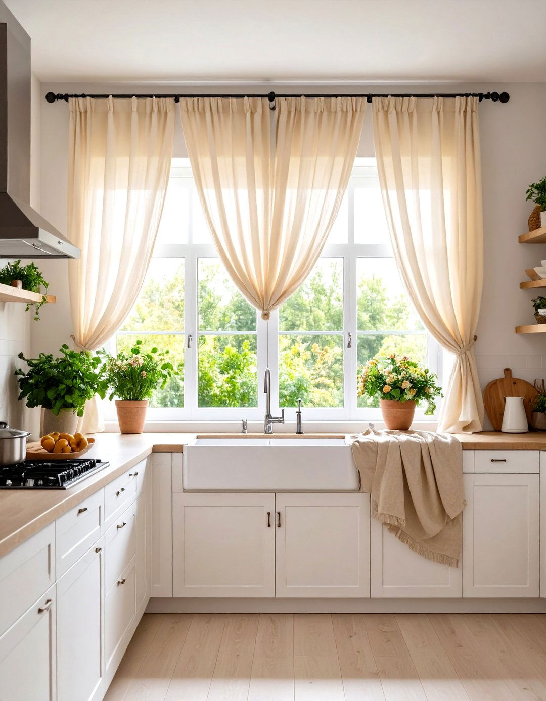 Sheer Kitchen Valance with Light Filtering Properties - 24 Kitchen Valance Ideas