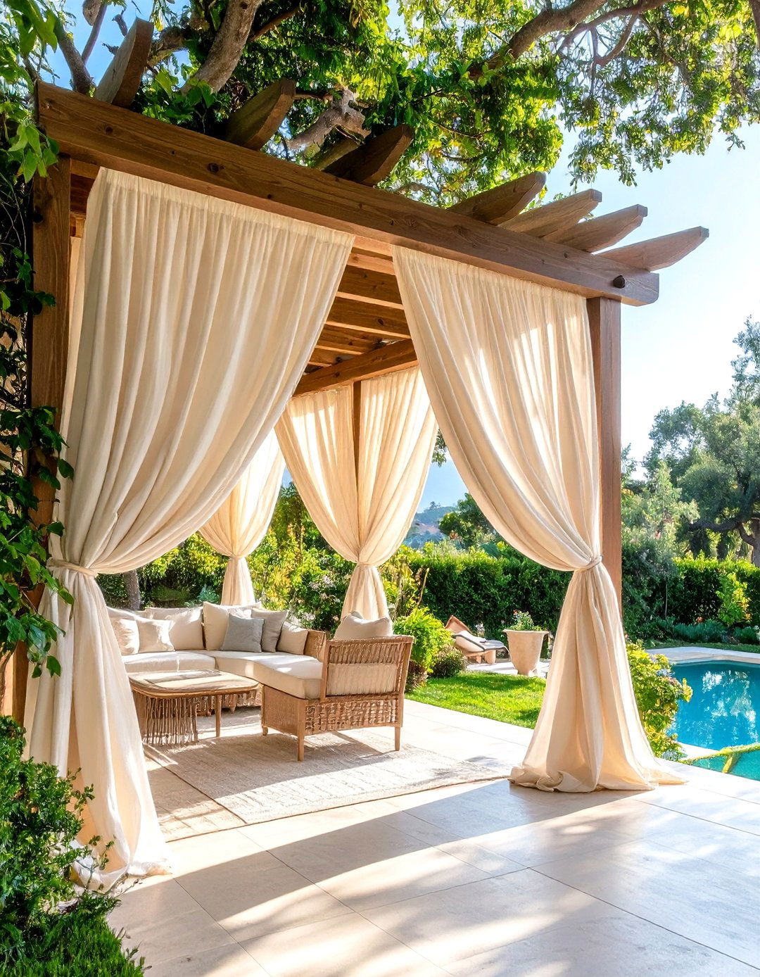 Sheer Linen Drapes for Breezy Elegance - 24 Patio Curtain Ideas
