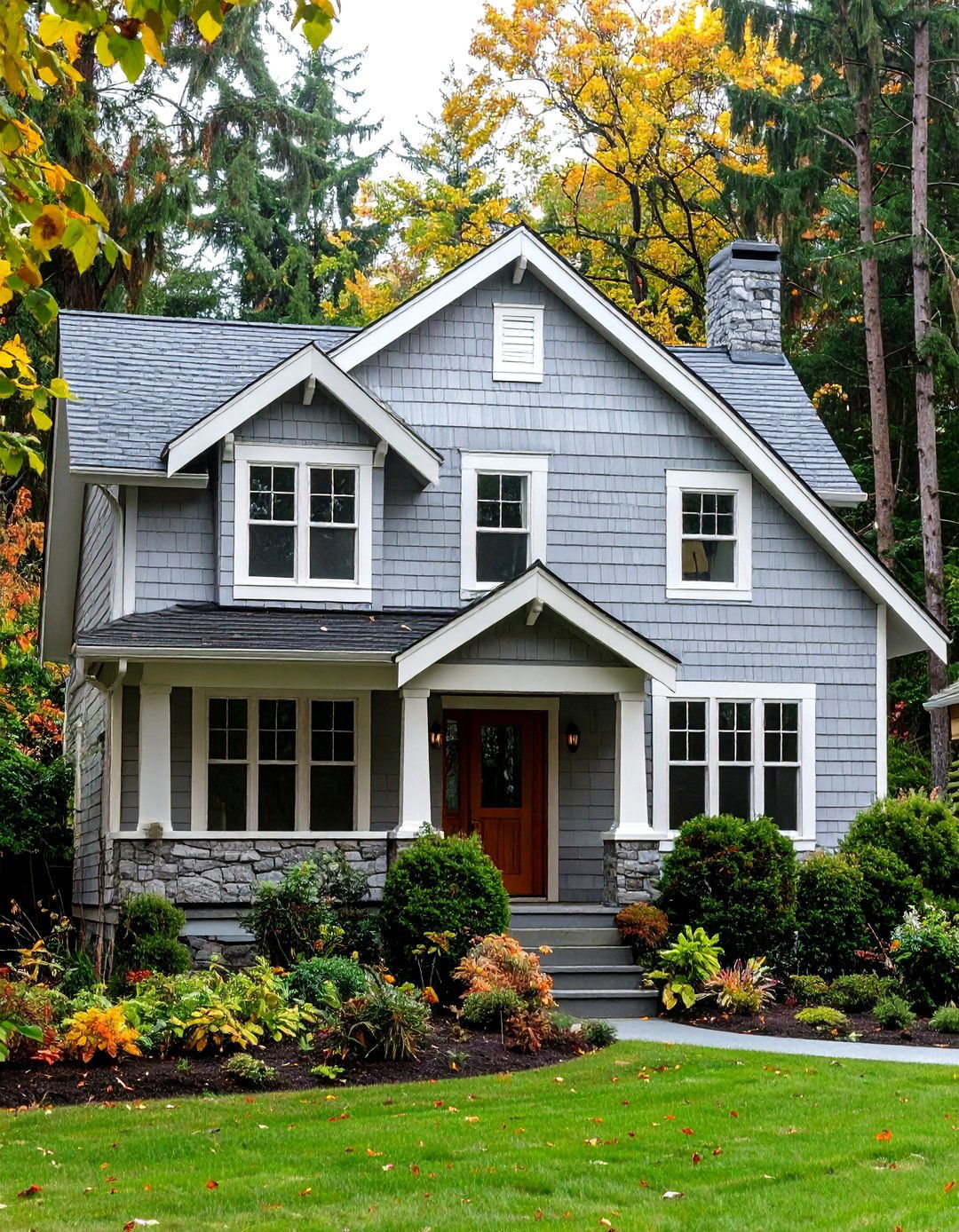 Shingle Style Light Grey - 24 Light Grey House With White Trim Design Ideas