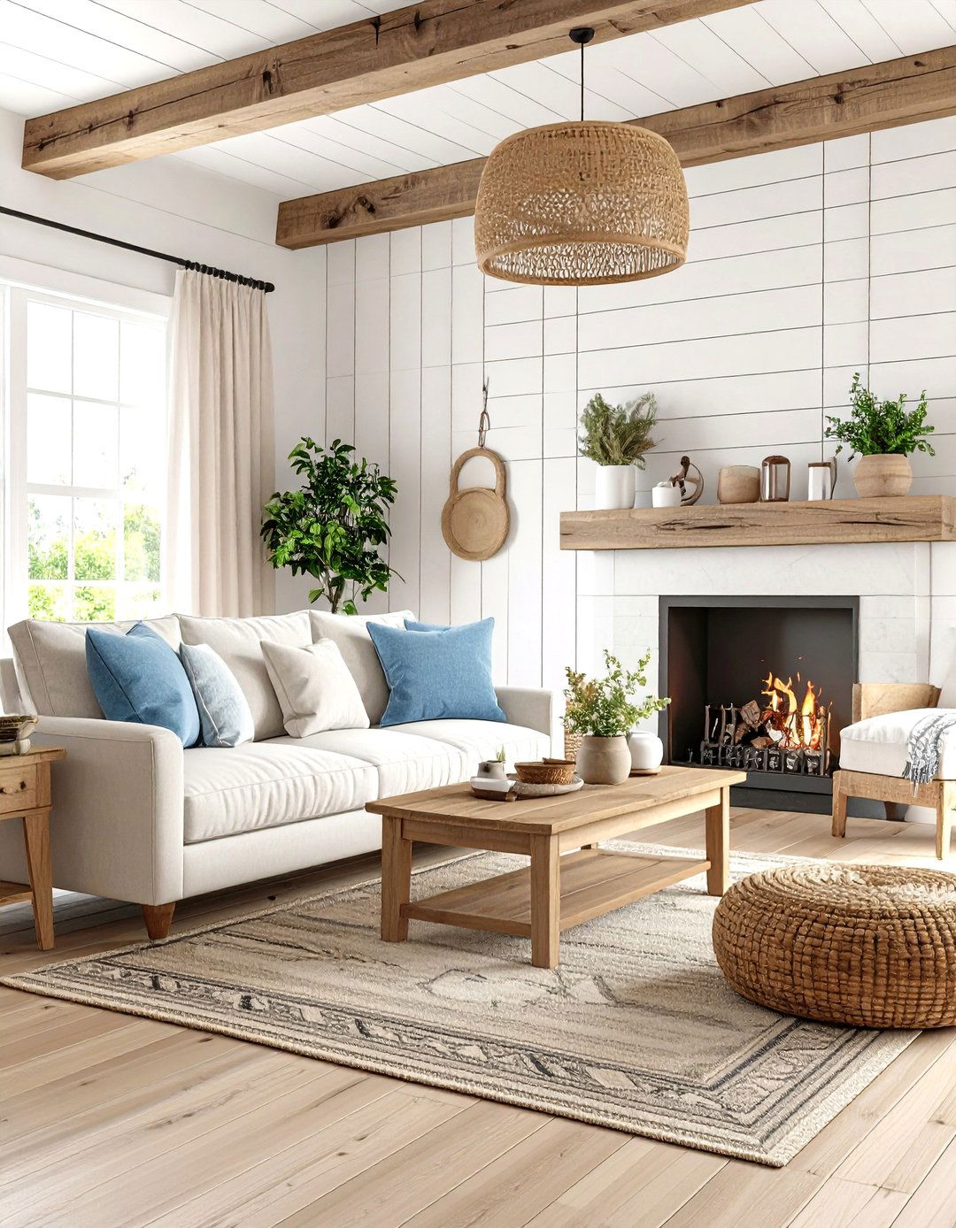Shiplap Accent Wall Farmhouse Style - 24 Off-center Fireplace Ideas