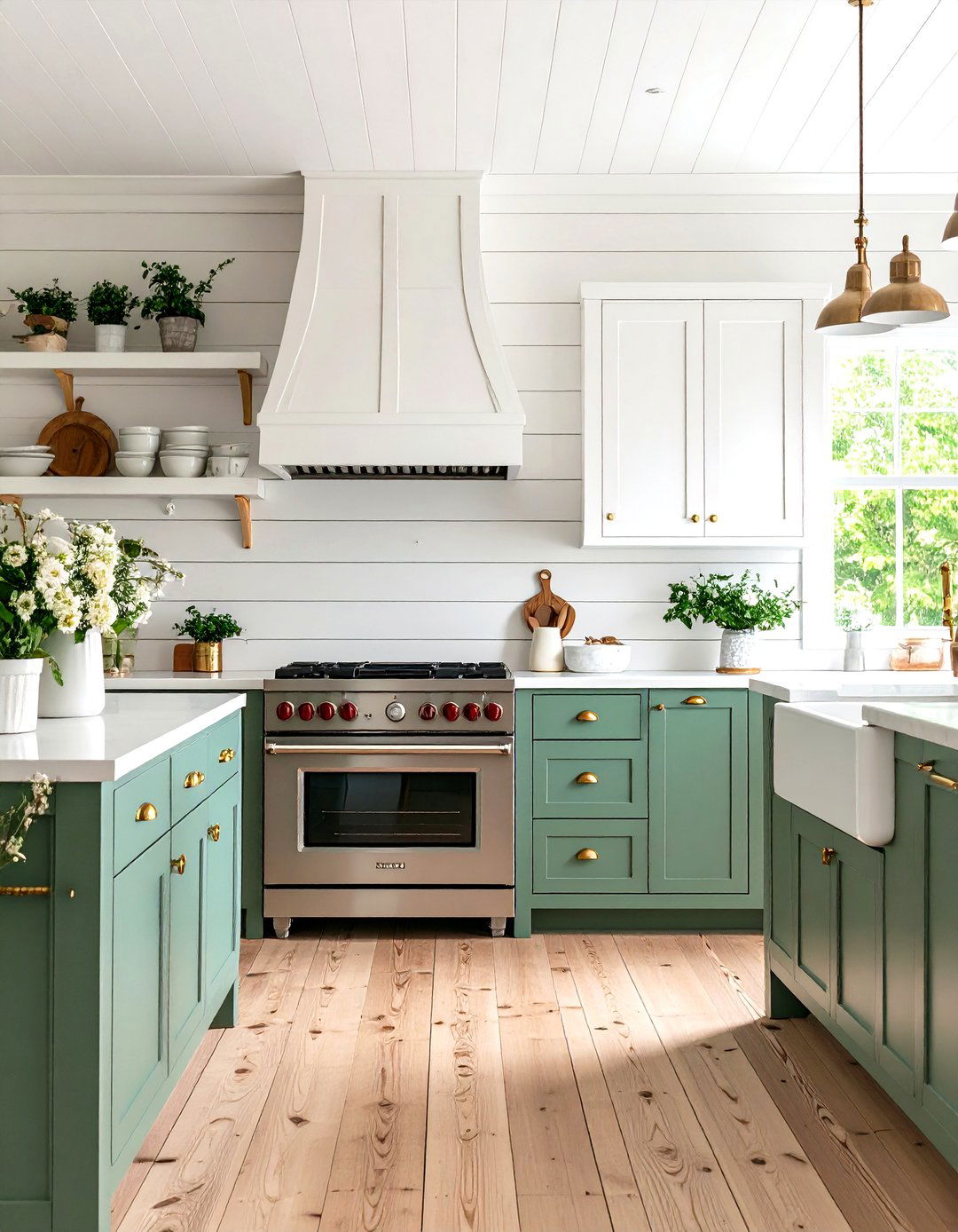 Shiplap Accent Wall Kitchen - 24 White Farmhouse Kitchen Ideas