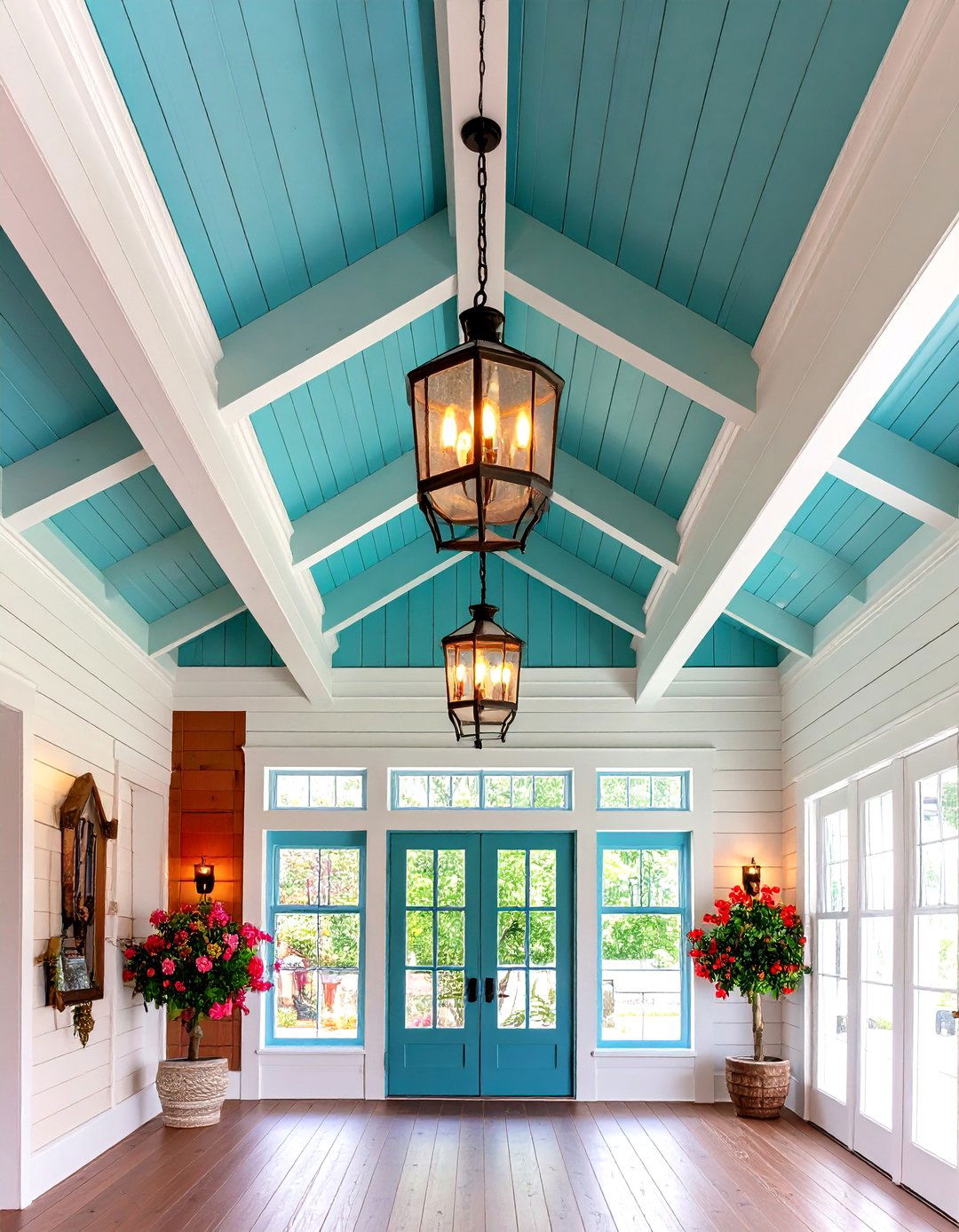 Shiplap Ceiling Treatment with Coordinating Walls - 24 Shiplap Wall Entryway Ideas