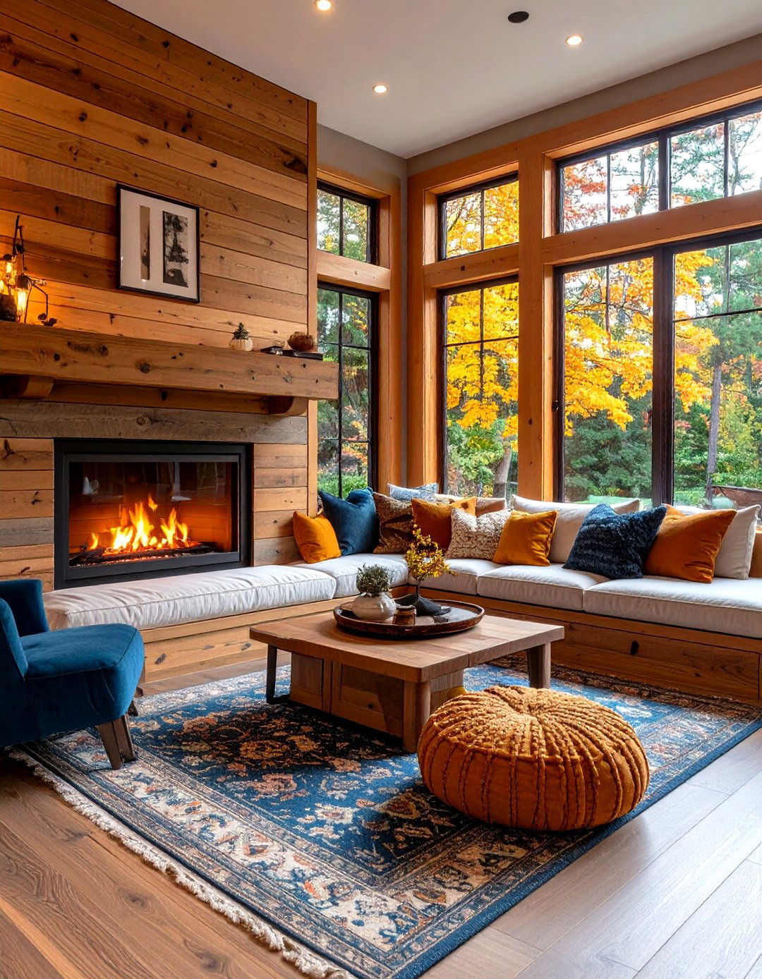 Shiplap Fireplace with Window Seat Integration - 24 Shiplap Fireplace Ideas