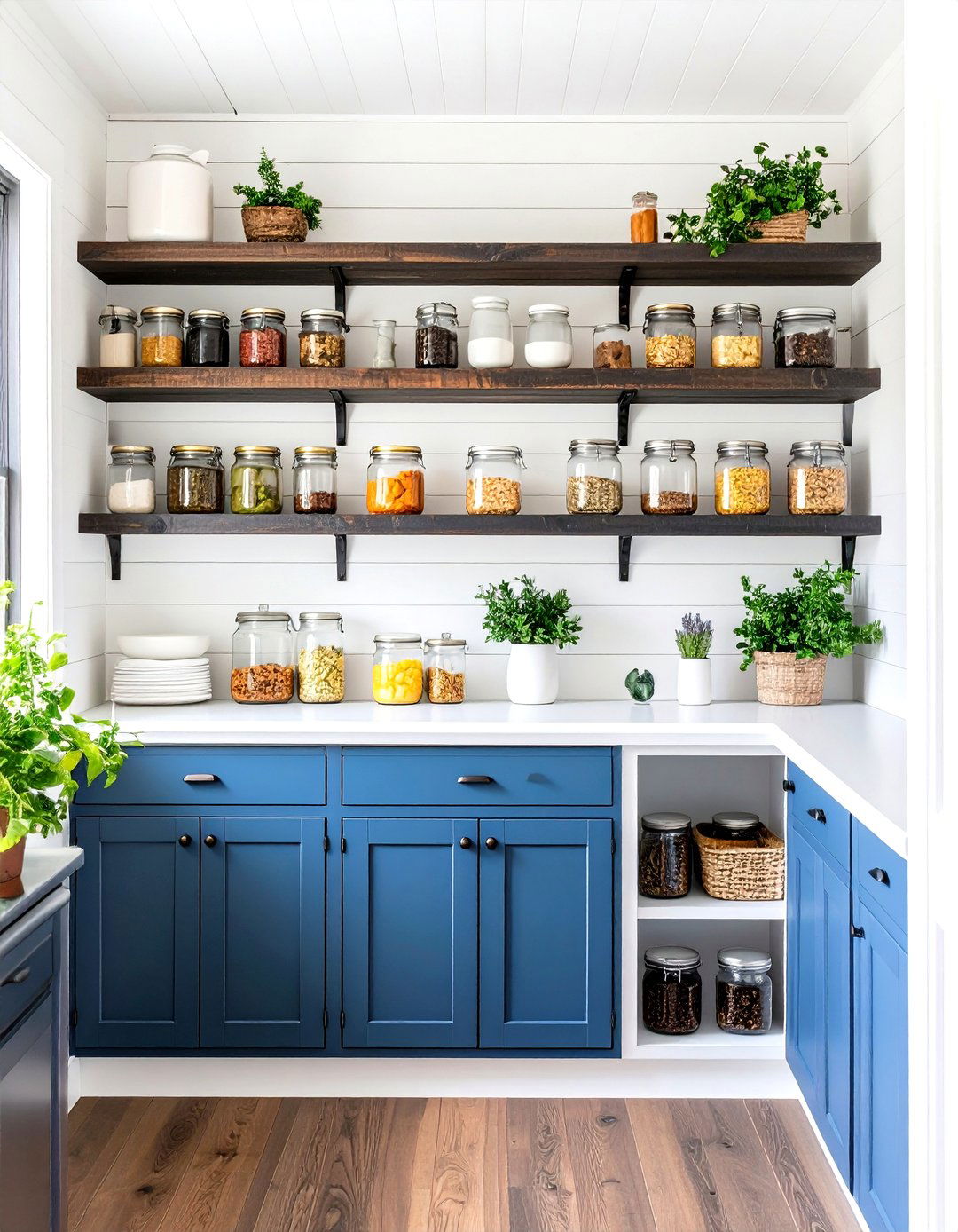 Shiplap Interior Corner Pantry - 24 Corner Pantry Ideas