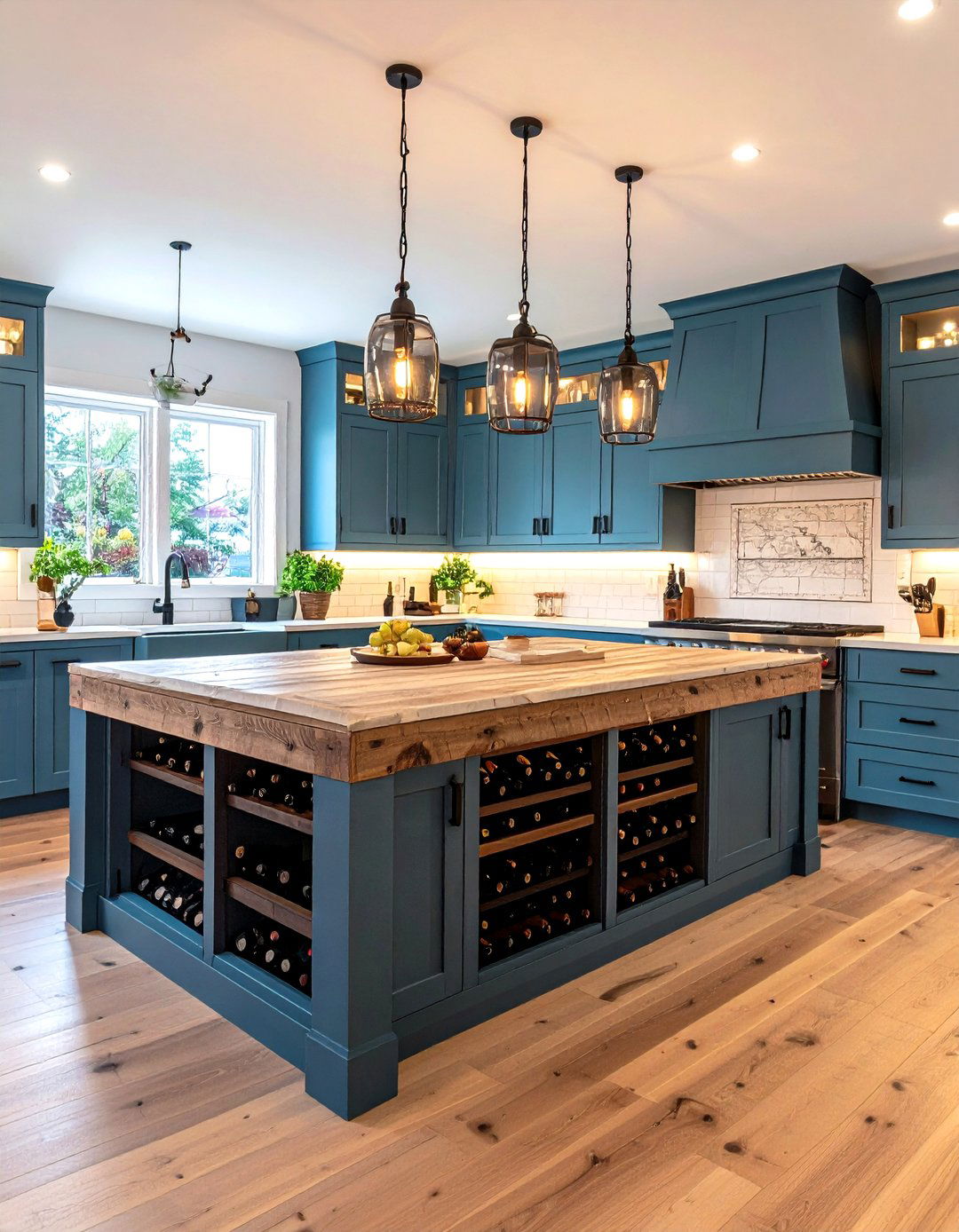 Shiplap Island with Integrated Wine Storage - 24 Kitchen Shiplap Ideas With Kitchen Island Ideas