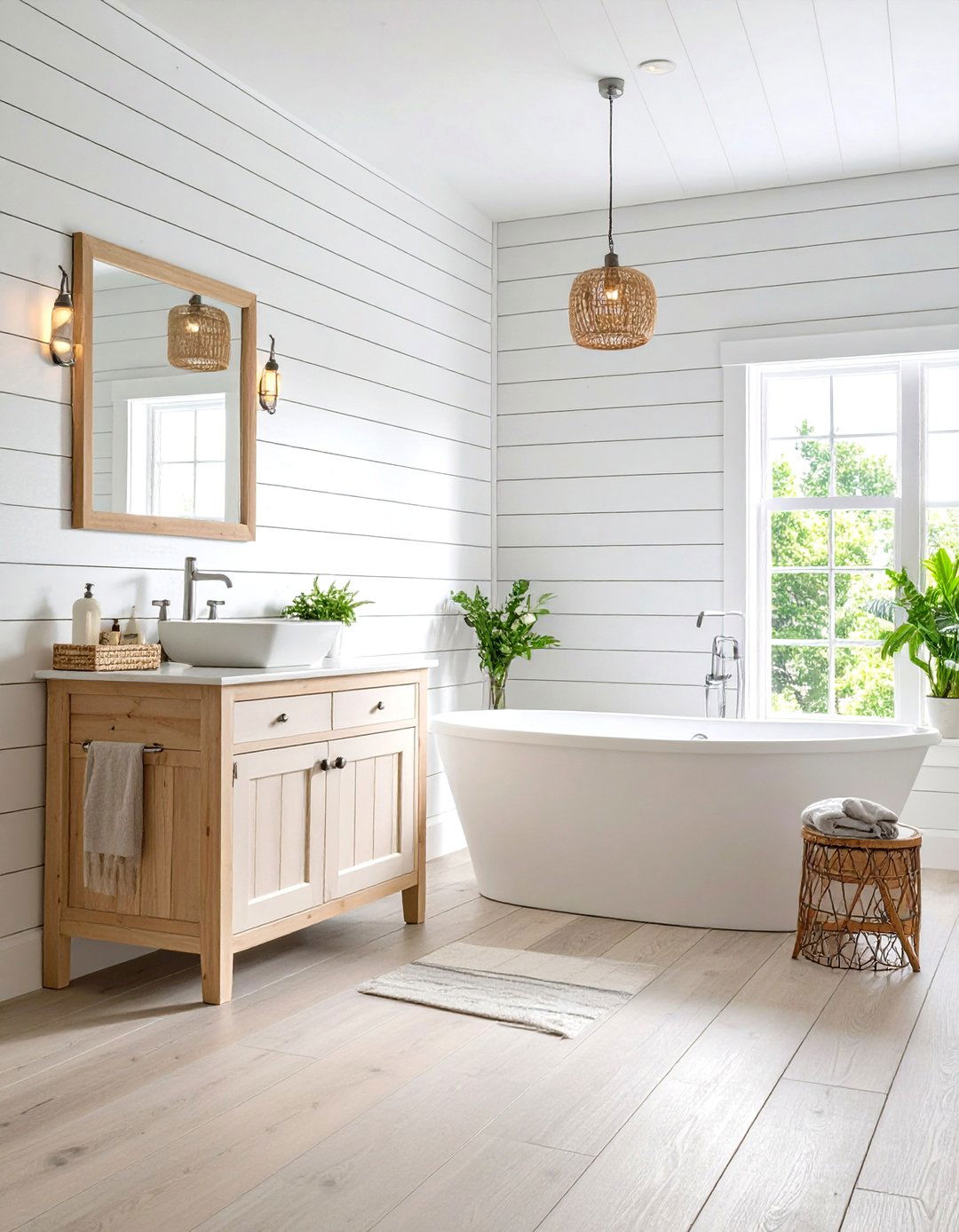Shiplap Wall Paneling - 24 Rustic Bathroom Ideas