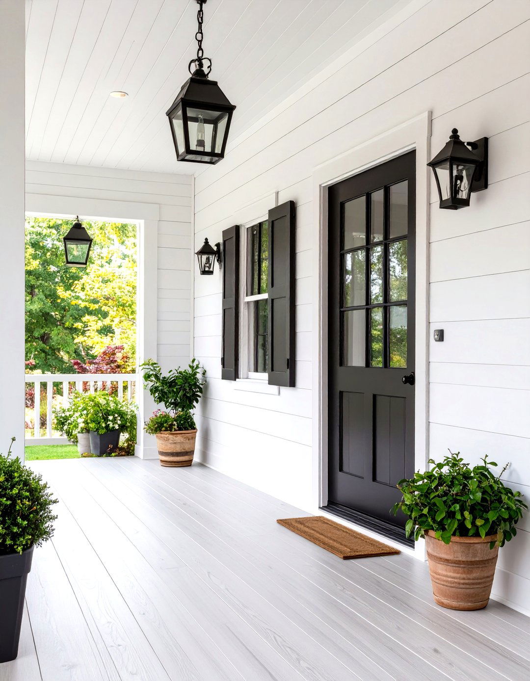 Shiplap Wall Treatment - 24 Black and White Entryway Design Ideas