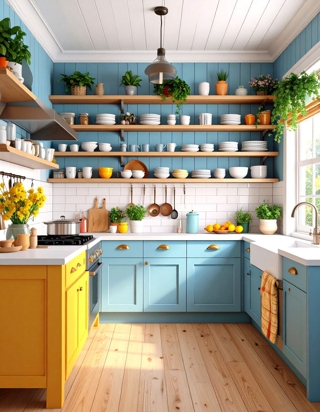 Shiplap with Open Shelving Display - 24 Shiplap Backsplash Ideas for Your Kitchen