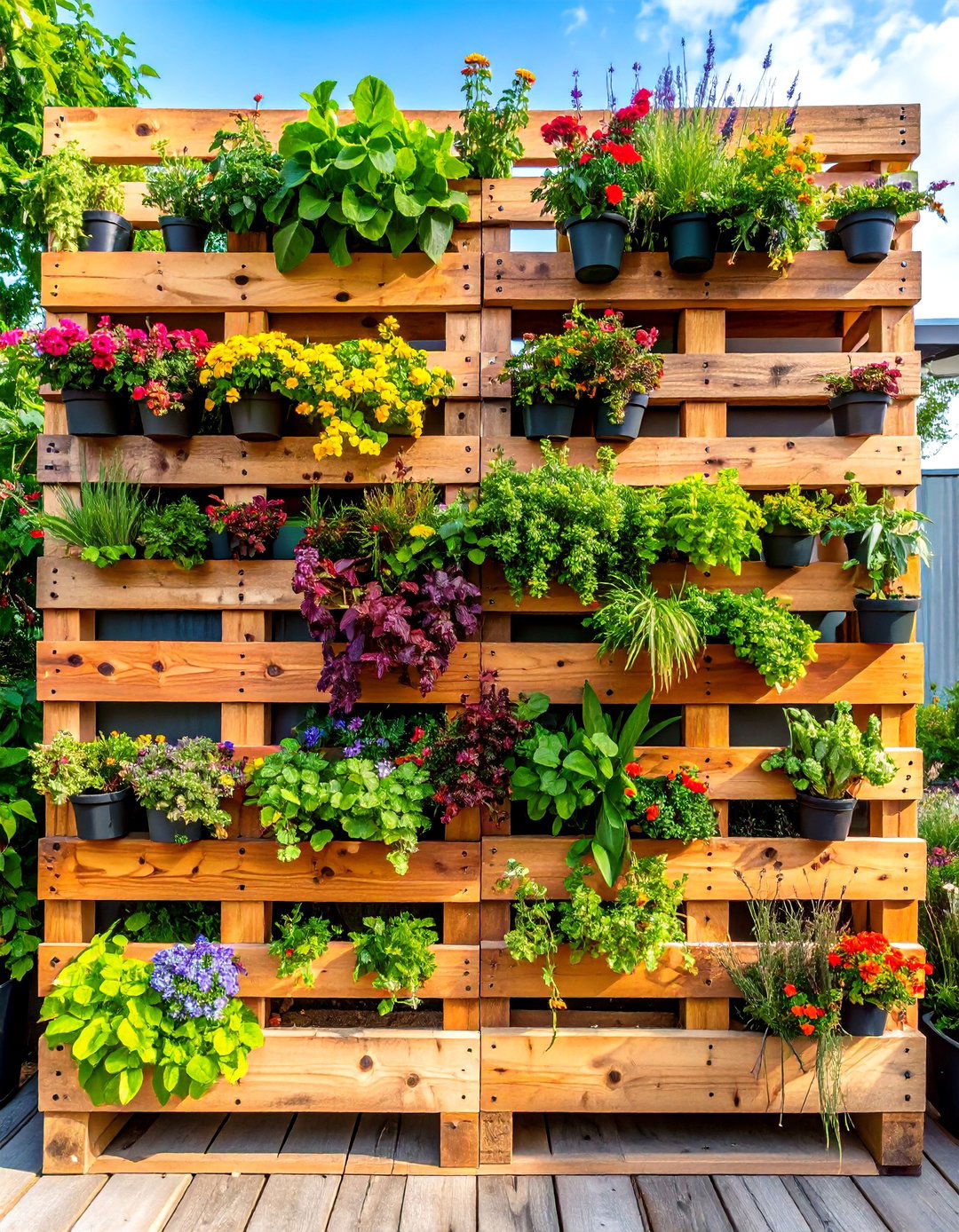Shipping Pallet Planter Walls - 24 Cheap Privacy Fence Ideas