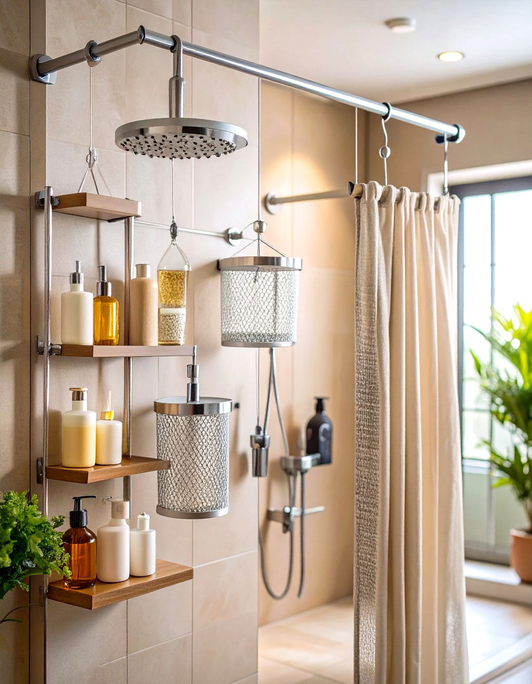 Shower Curtain Rod Storage - 24 Shower Storage Ideas