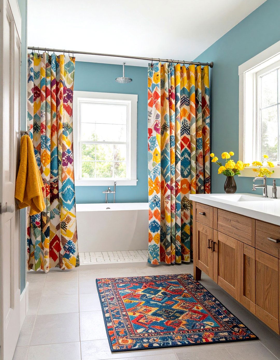 Shower Curtain Statement - 24 Dorm Bathroom Ideas