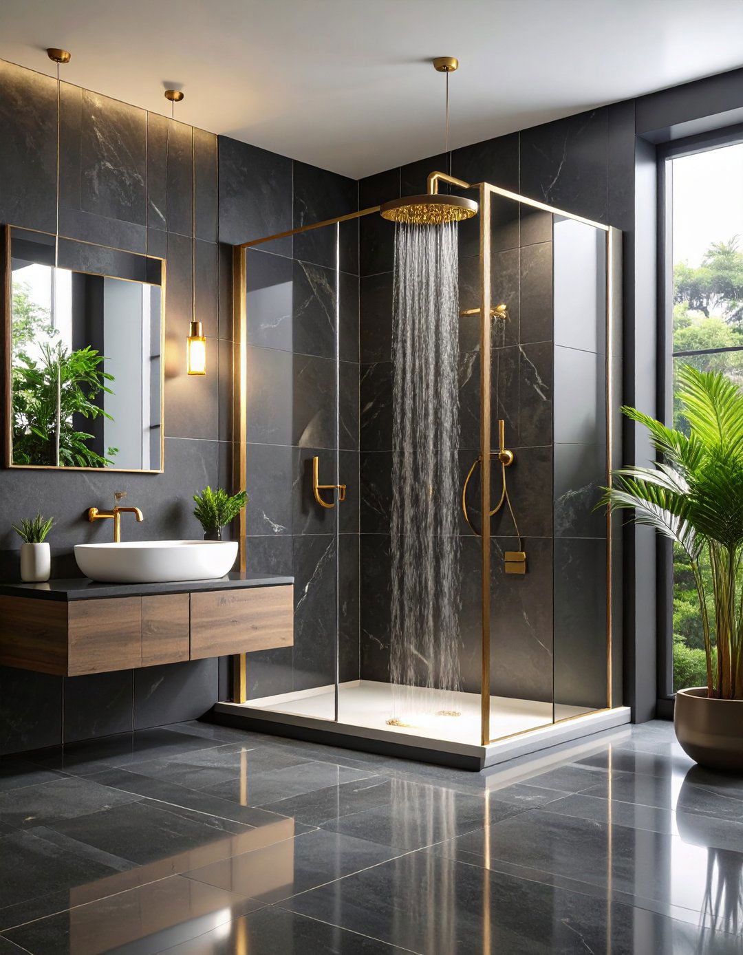 Shower Enclosure Design Innovation - 24 Black and Gold Bathroom Ideas