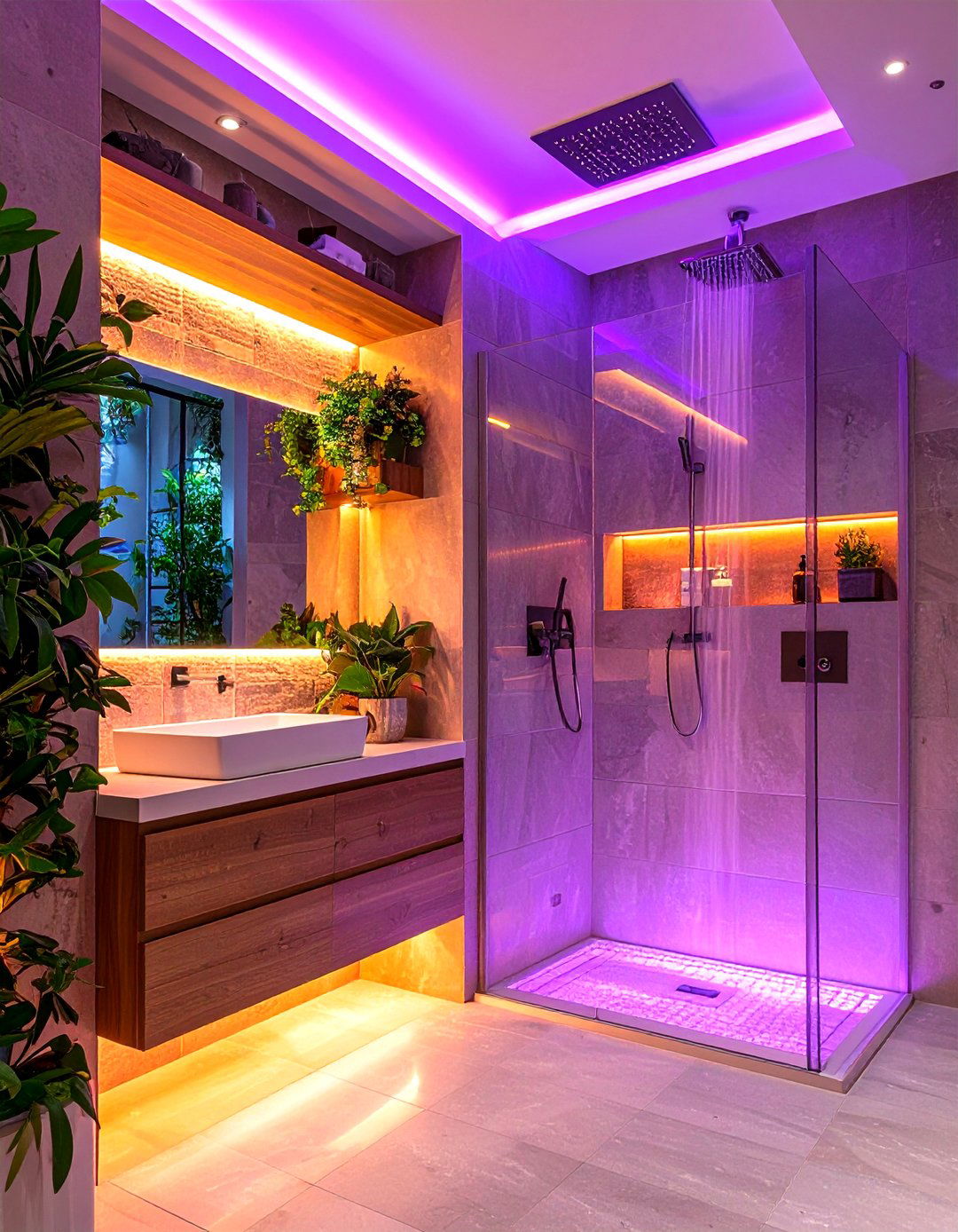 Shower Niche LED Strip Integration - 24 Small Bathroom Lighting Ideas