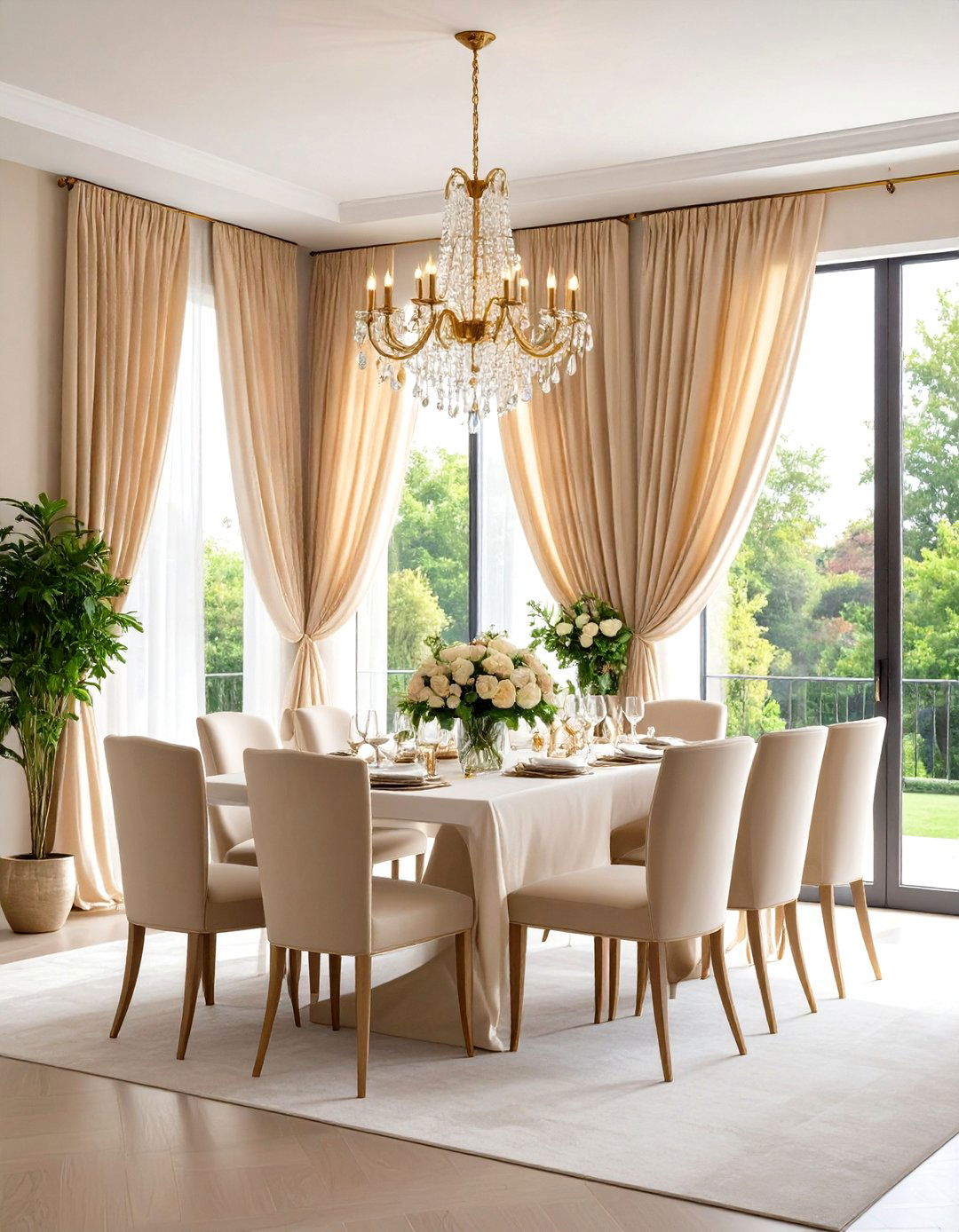 Silk Drapery Luxury - 24 Glam Dining Room Ideas