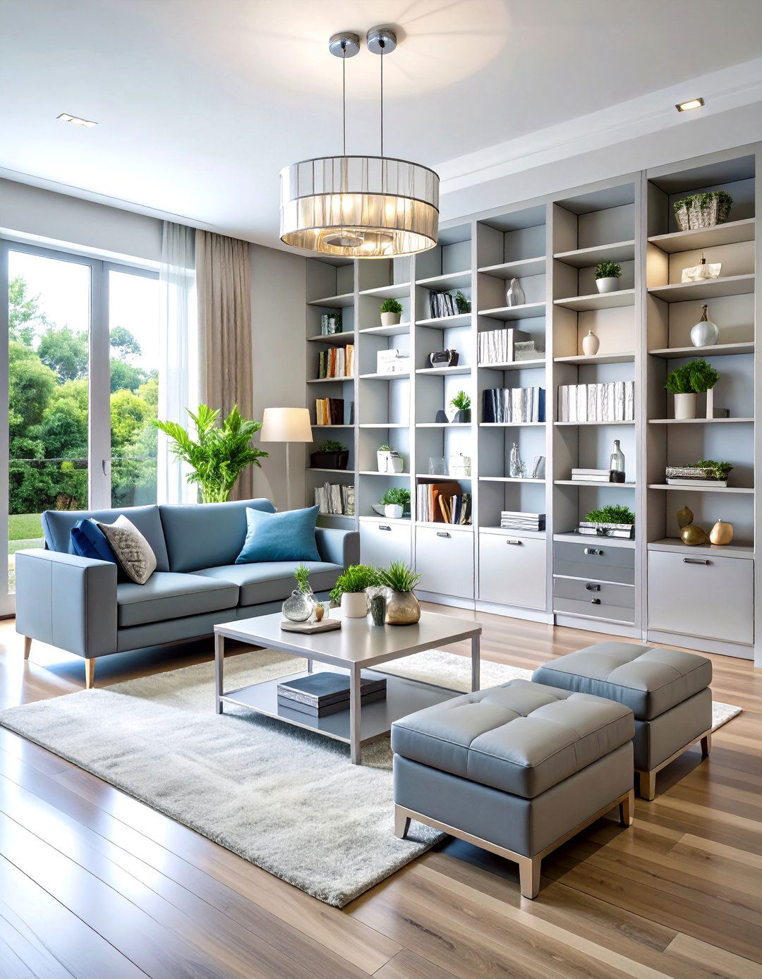 Silver Storage Solution Living Room Design - 24 Silver Living Room Ideas