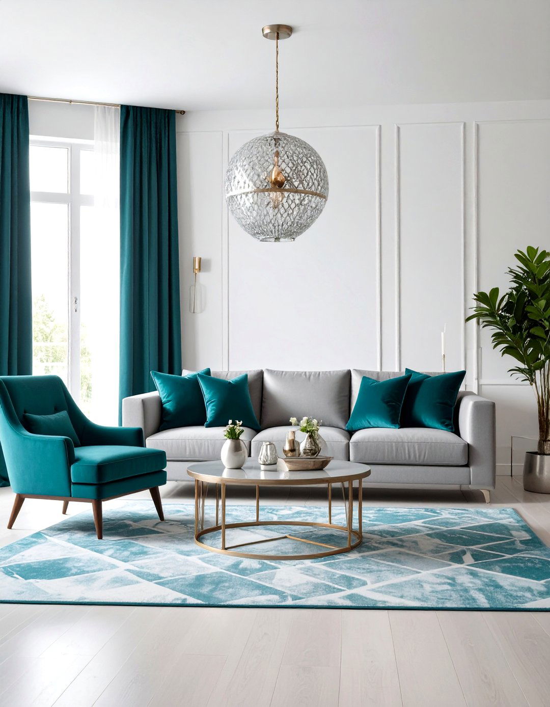 Silver Teal Modern Living Room Design - 24 Silver Living Room Ideas