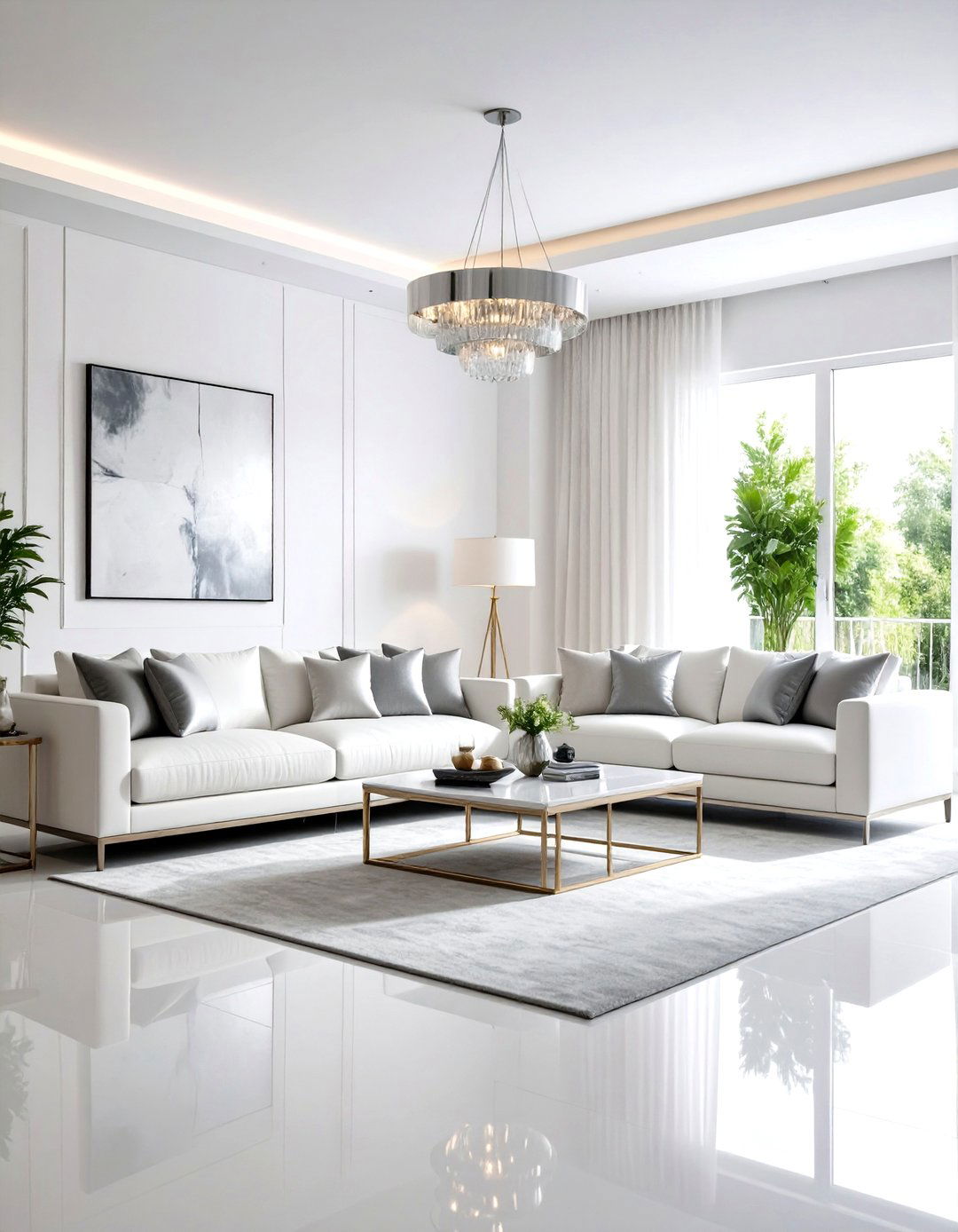 Silver White Clean Living Room Aesthetic - 24 Silver Living Room Ideas