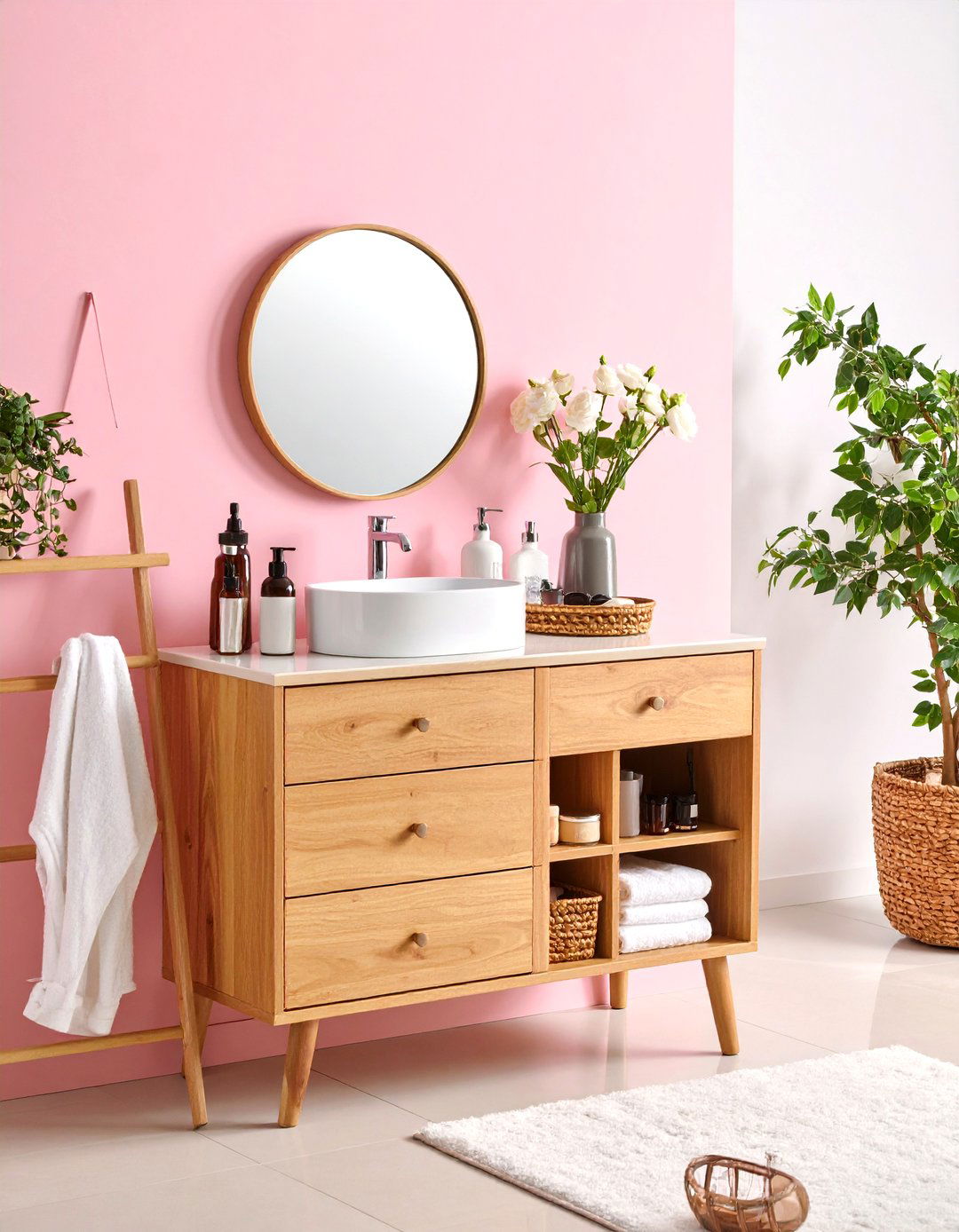 Single Drawer Vanity with Hidden Storage Compartments - 24 Small Bathroom Vanity Ideas
