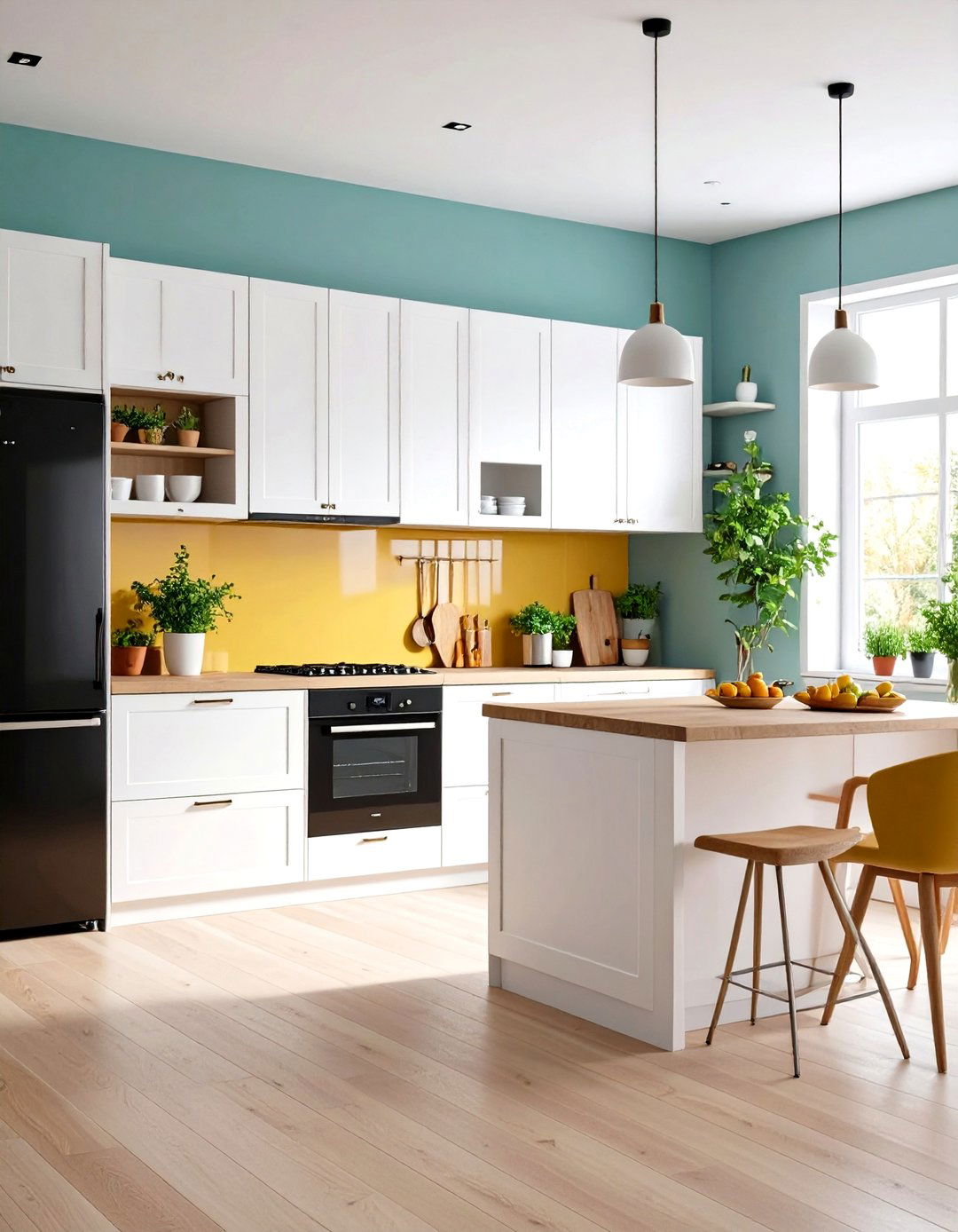 Single Wall Compact Kitchen - 24 Small Kitchen with Black Appliances Ideas