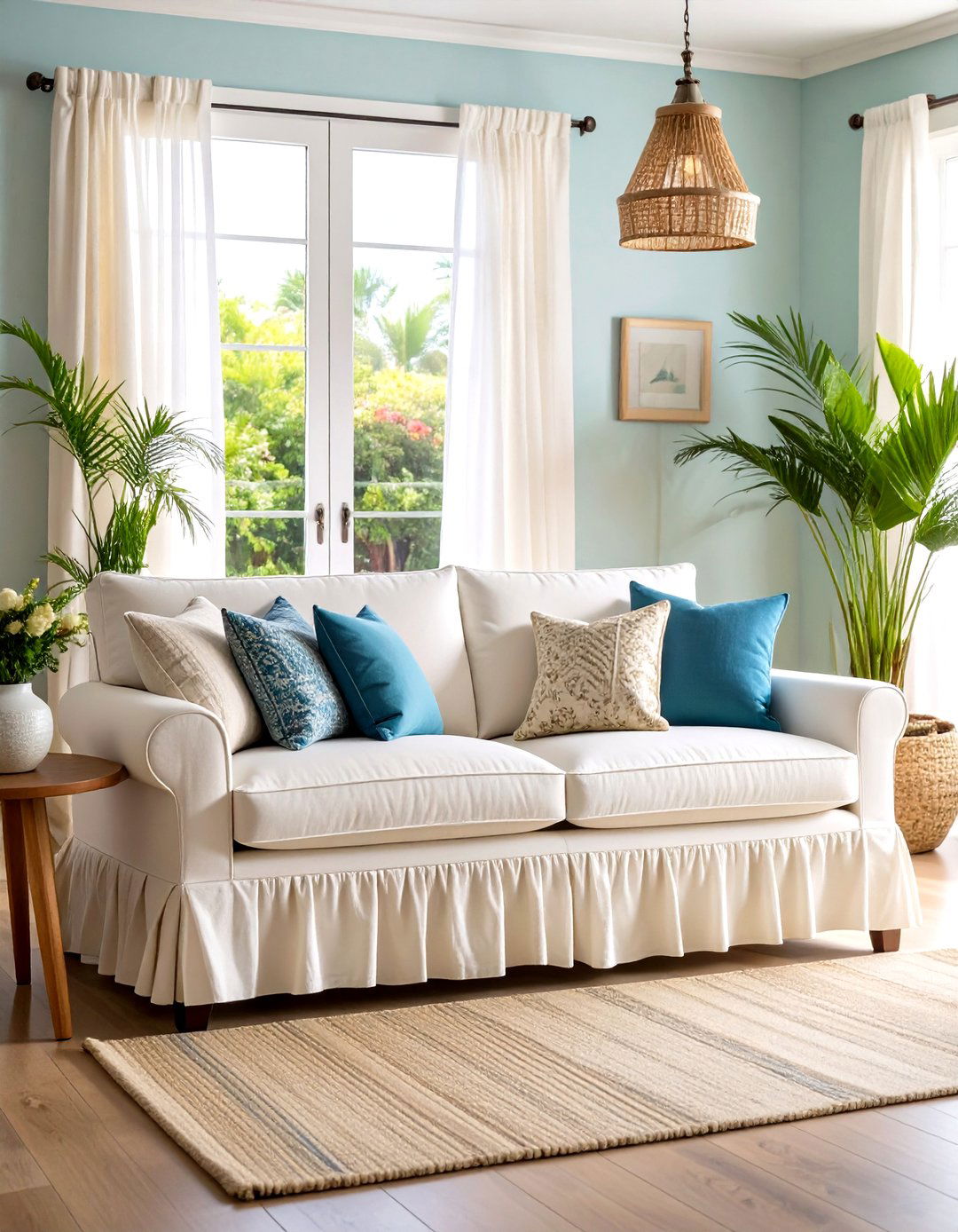Skirted Slipcover Sofas - 24 Living Room Couch Ideas