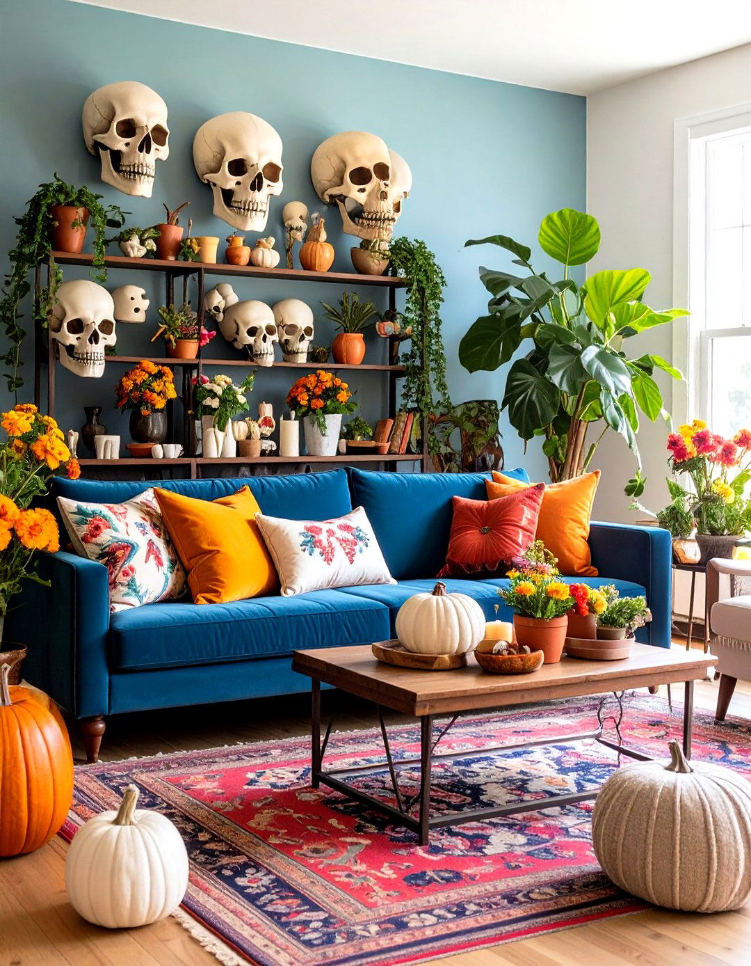 Skull and Bone Memento Display - 24 Witchy Living Room Ideas