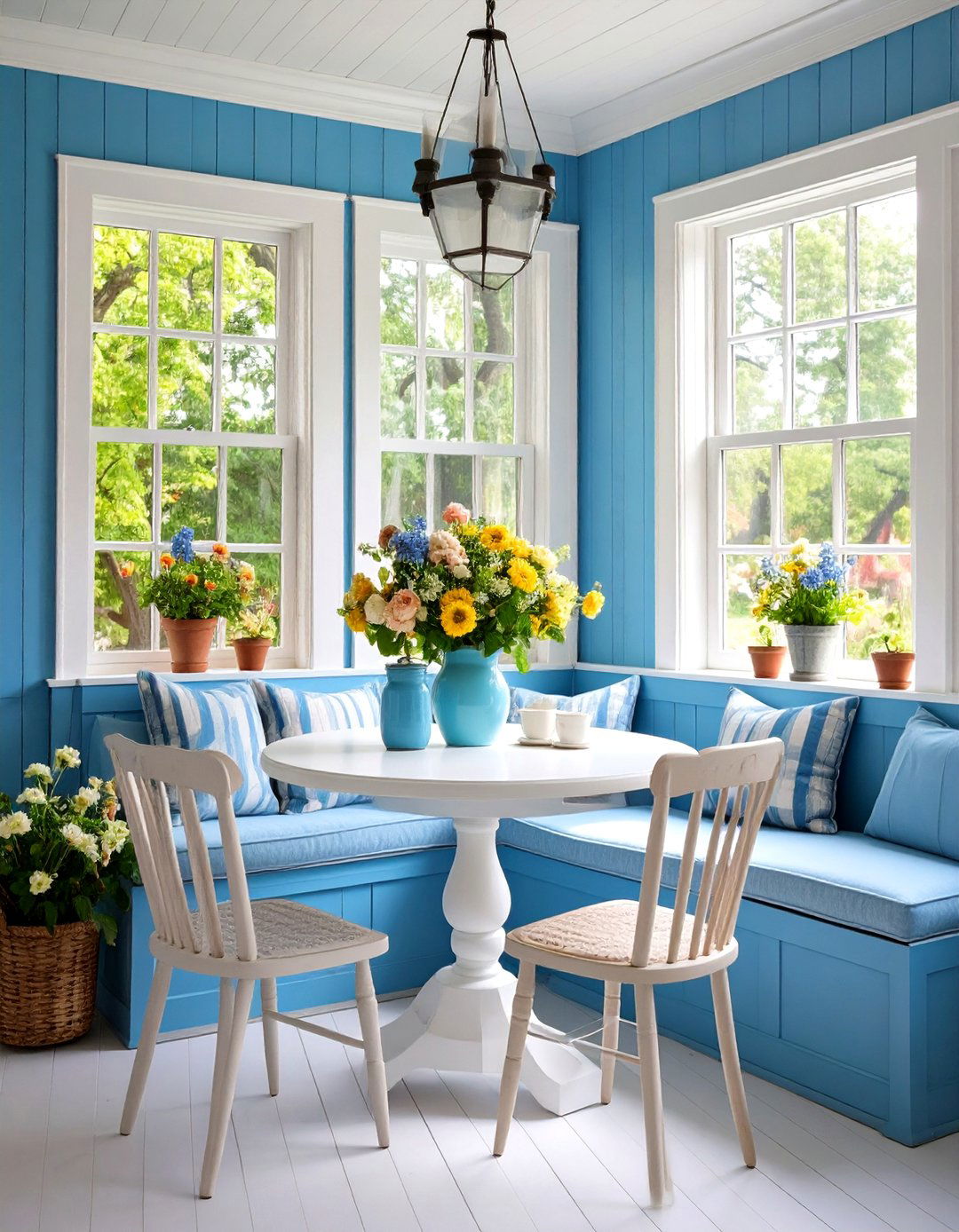 Sky Blue Breakfast Nook - 24 Blue Dining Room Ideas