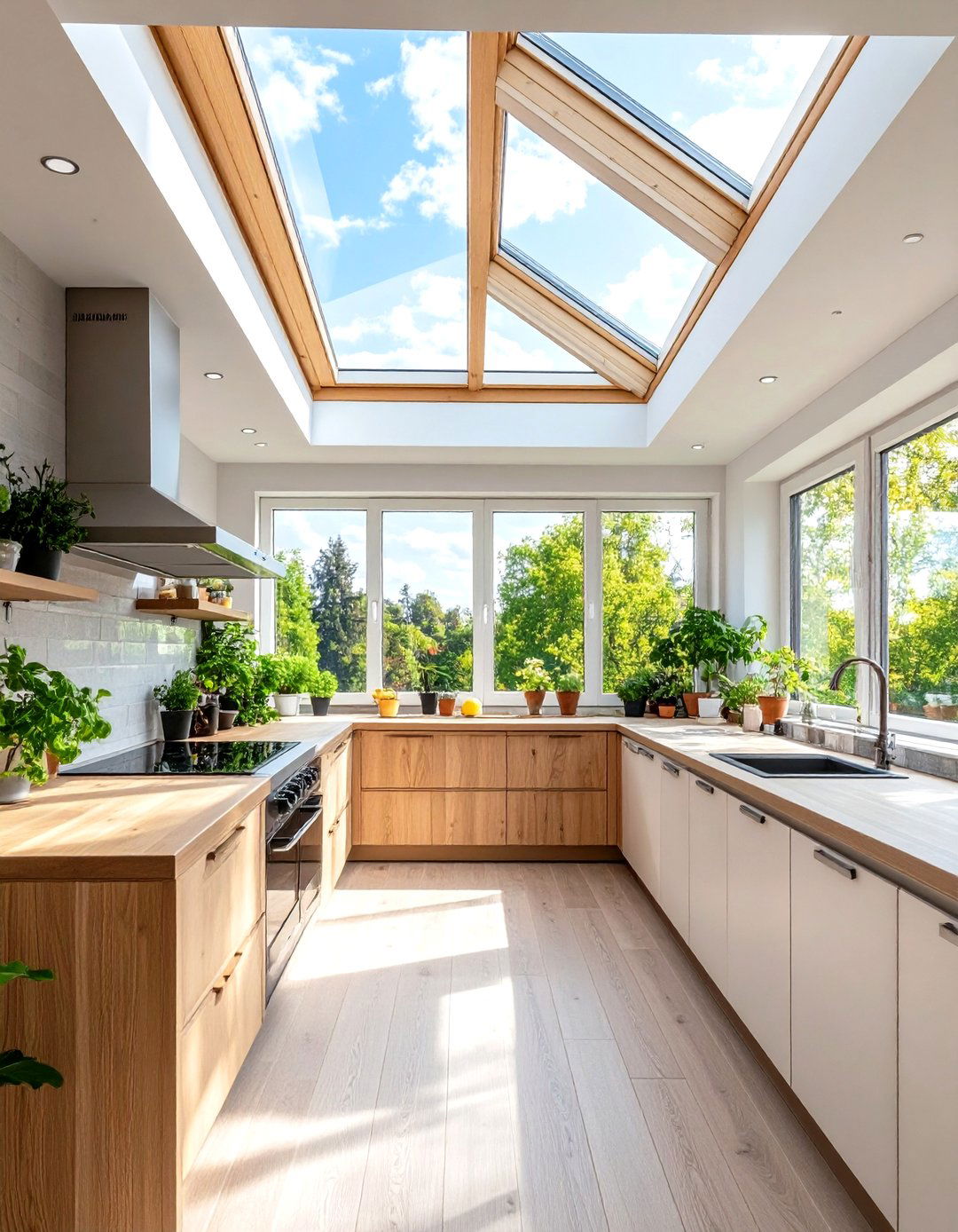 Skylight Kitchen Window with Overhead Illumination - 24 Kitchen Window Ideas