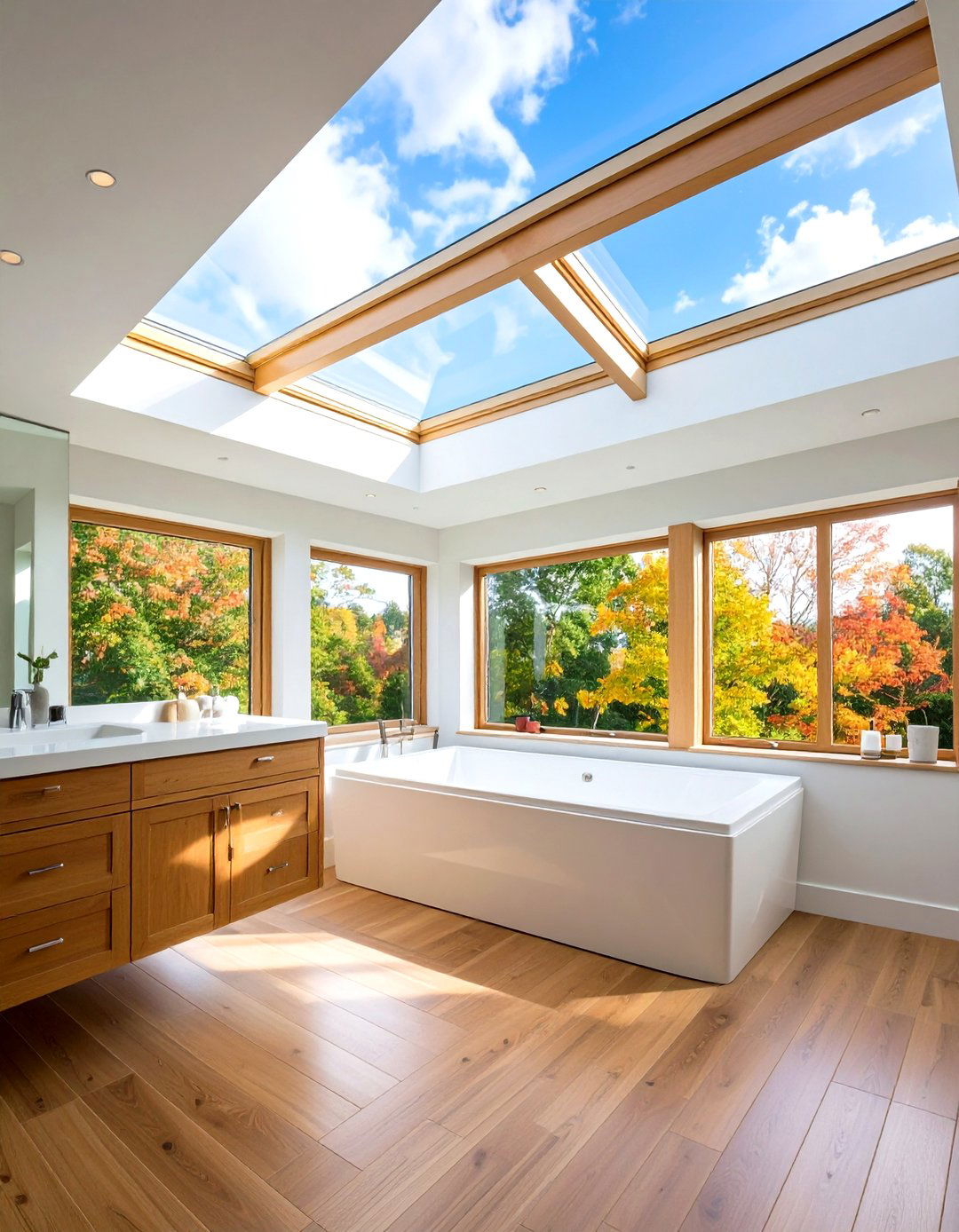Skylight Natural Bathroom Illumination - 24 Natural Bathroom Ideas