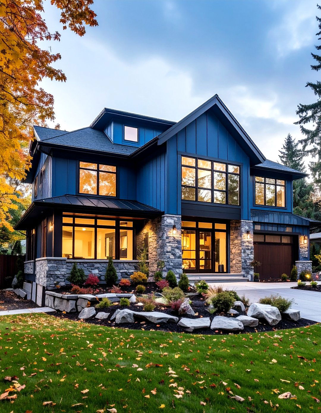 Slate Blue Contemporary Retreat - 24 blue exterior house paint ideas