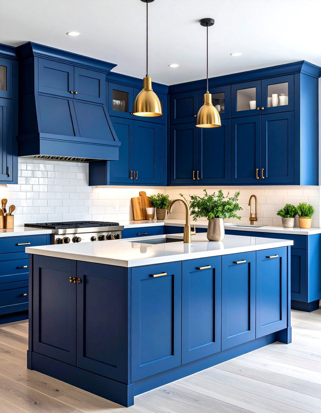 Slate Blue Kitchen with Brushed Nickel - 24 Kitchen Color Ideas