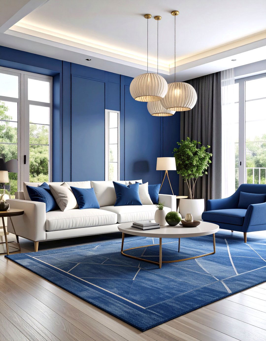 Slate Blue Minimalist Living Room - 24 Blue Living Room Ideas