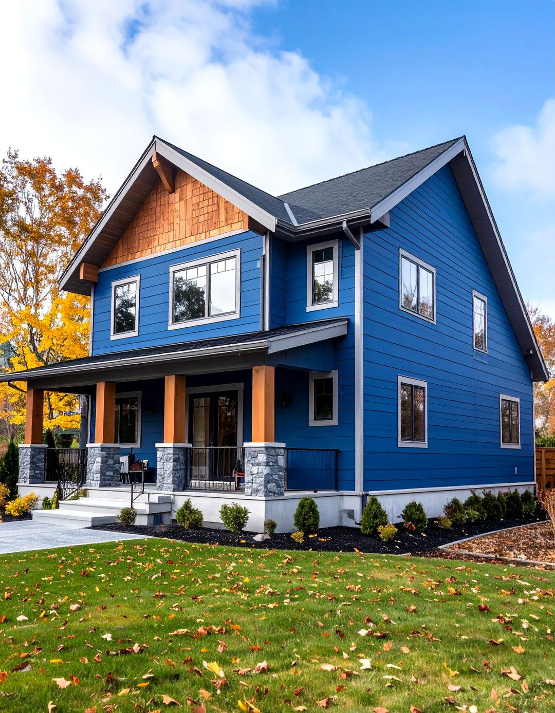 Slate Blue and Warm Gray Contemporary Balance - 24 Two-tone Siding Designs