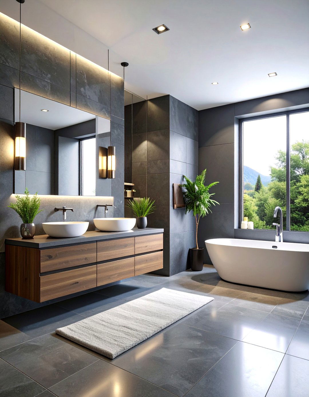 Slate Gray Modern Bathroom Design - 24 Dark Bathroom Ideas