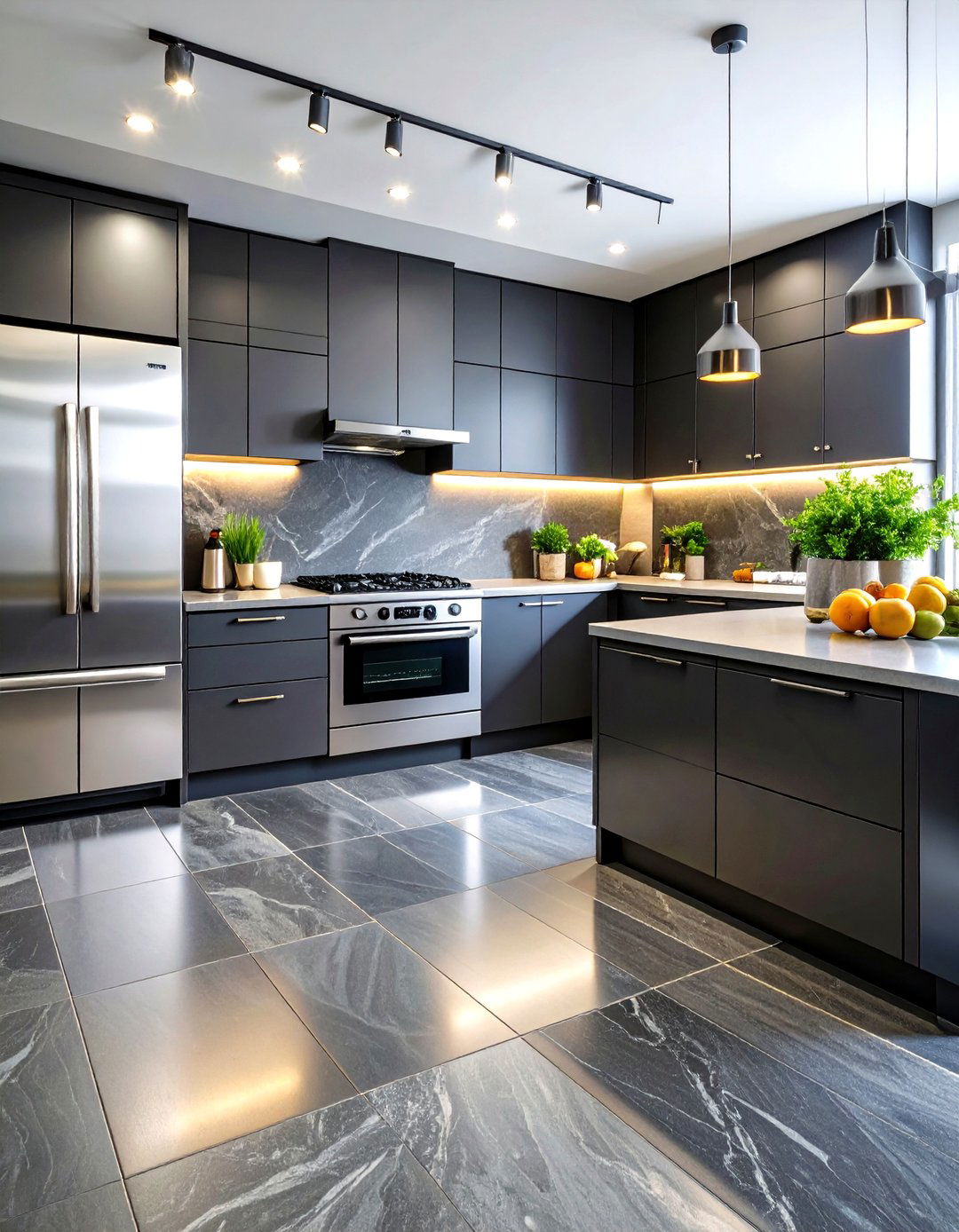 Slate Kitchen Floor Tiles with Natural Texture - 24 Kitchen Floor Tile Ideas