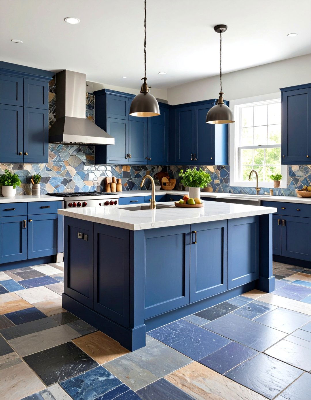 Slate Mosaic Mixed Colors - 24 Rustic Backsplash Ideas