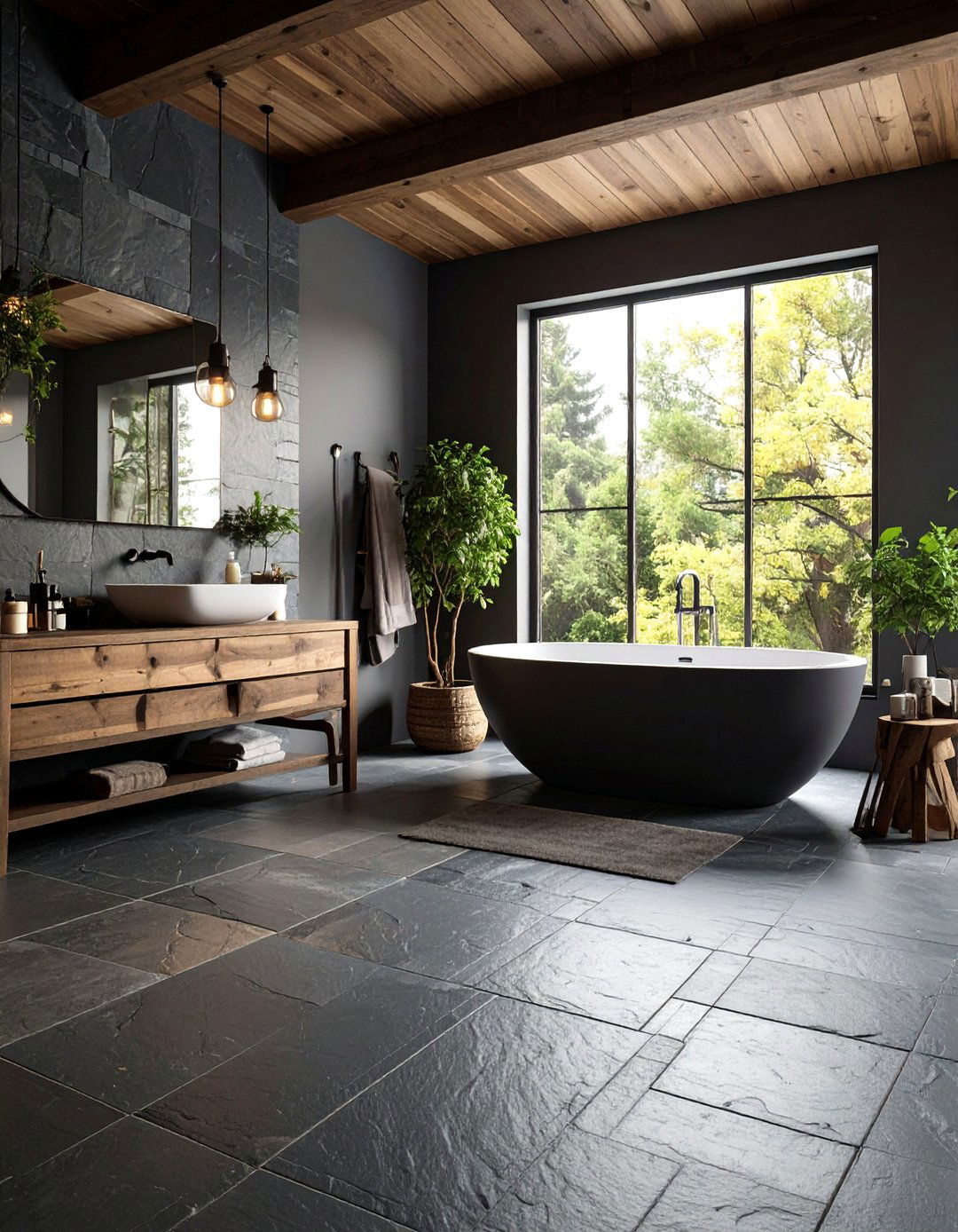 Slate Natural Stone Floors - 24 Bathroom Flooring Ideas
