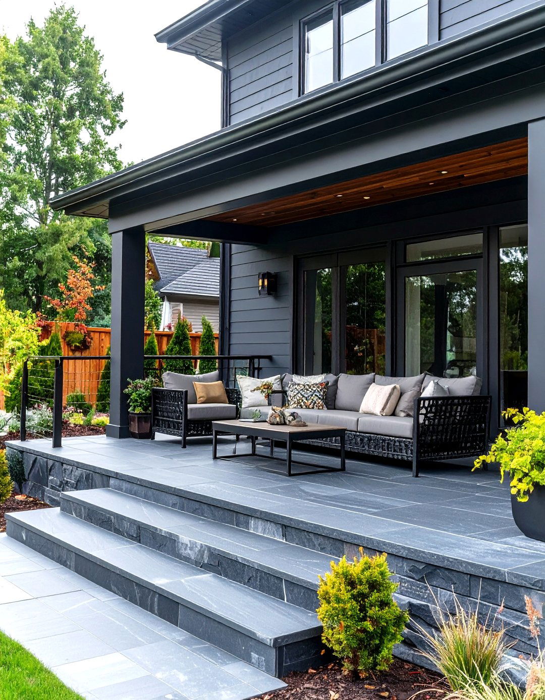 Slate Porch Sophistication - 24 Stone Porch Ideas
