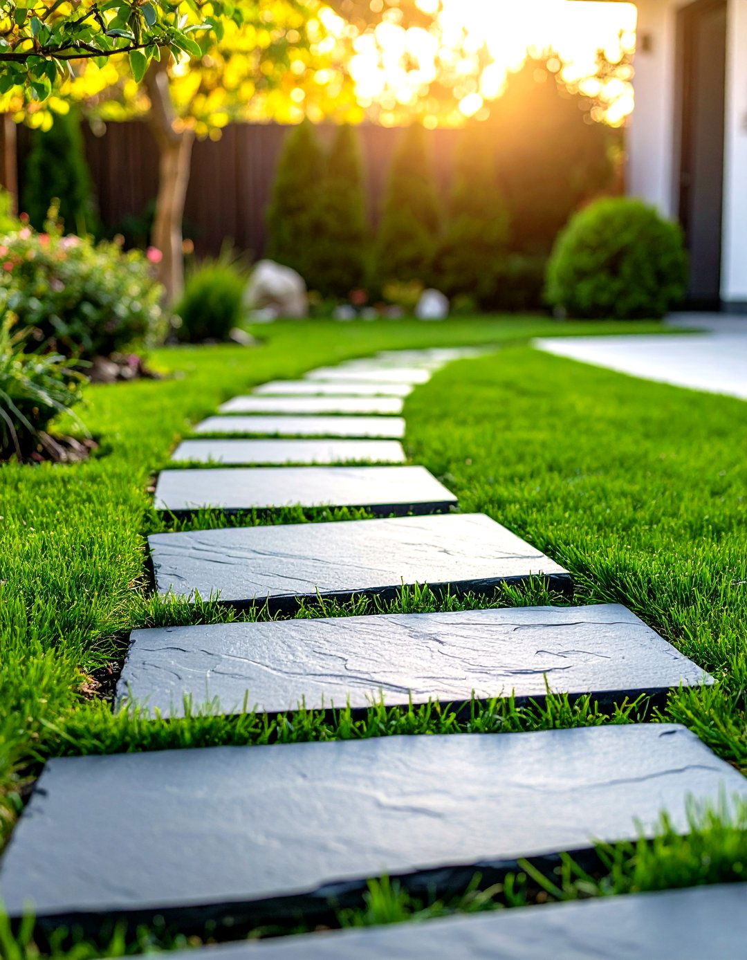 Slate Stepping Stone Patio - 24 Stone Patio Ideas
