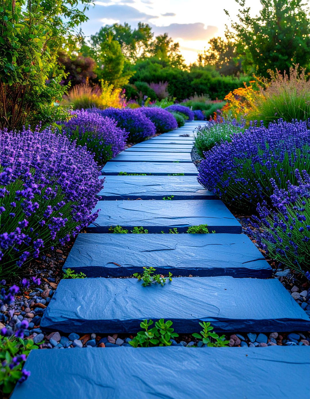 Slate Stepping Stone Walkways - 24 Stone Walkway Ideas