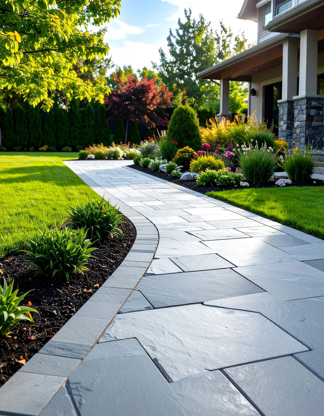 Slate Stone Elegant Design - 24 Gravel Driveway Edging Ideas