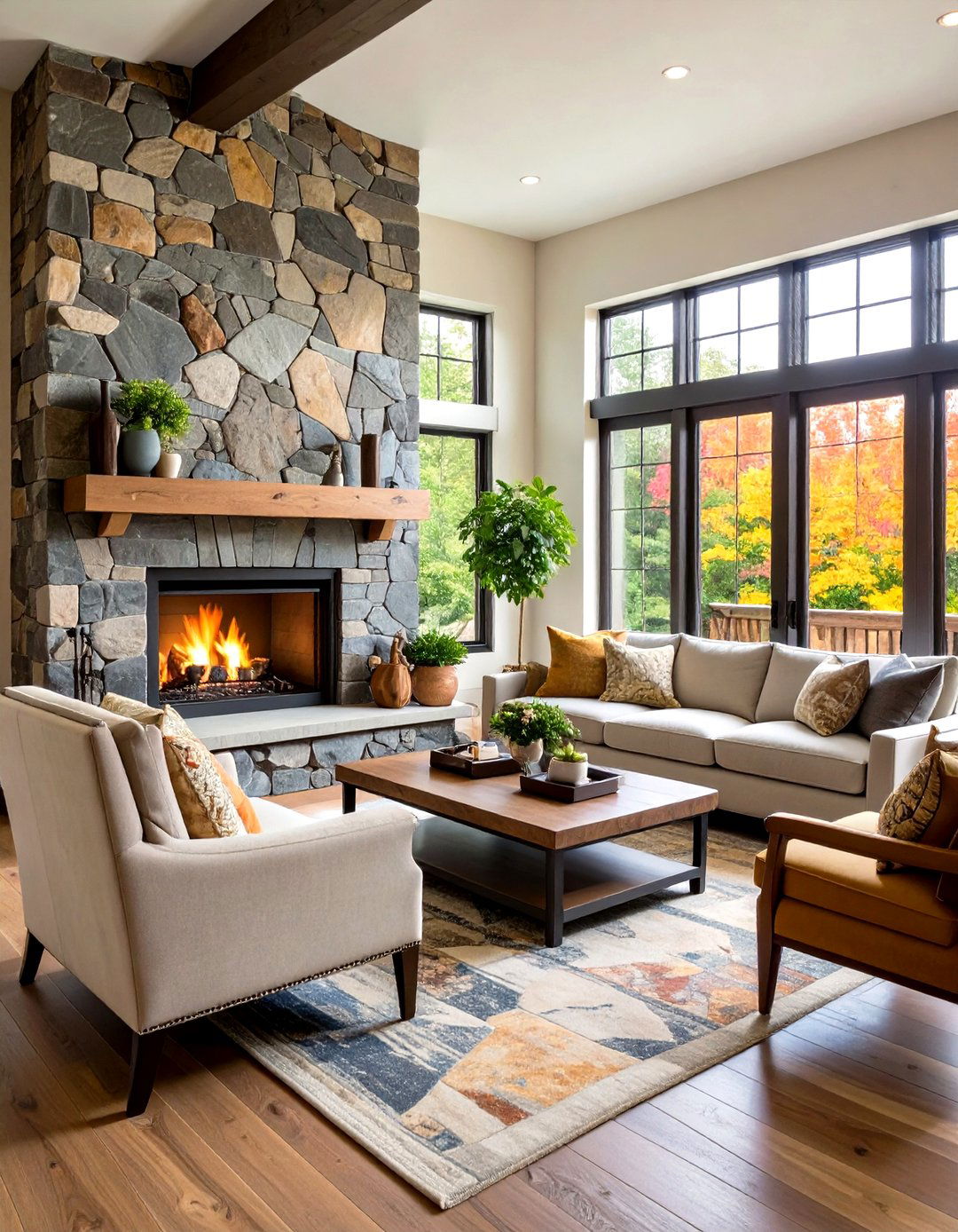 Slate Tile Mosaic Pattern - 24 Fireplace Hearth Ideas