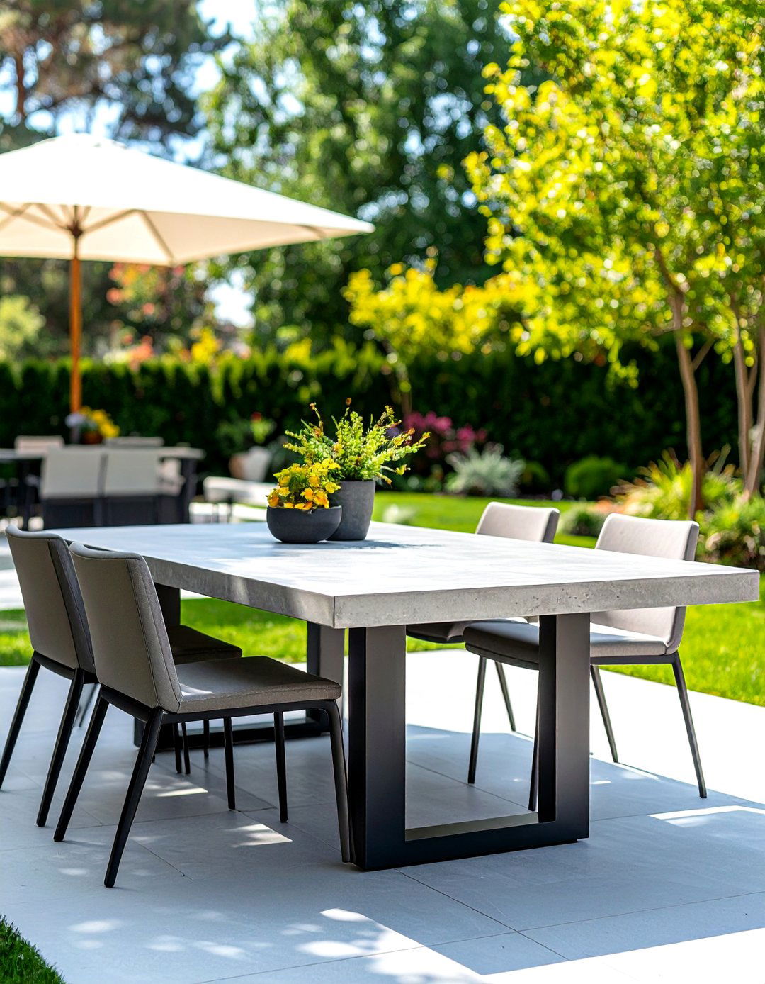 Sleek Concrete Garden Tables - 24 Concrete Garden Ideas