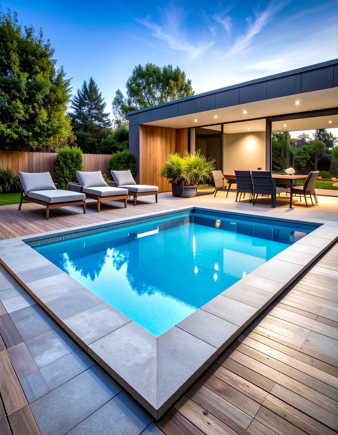 Sleek Large Format Gray Porcelain Pool Surround - 24 Pavers Around Pool Ideas