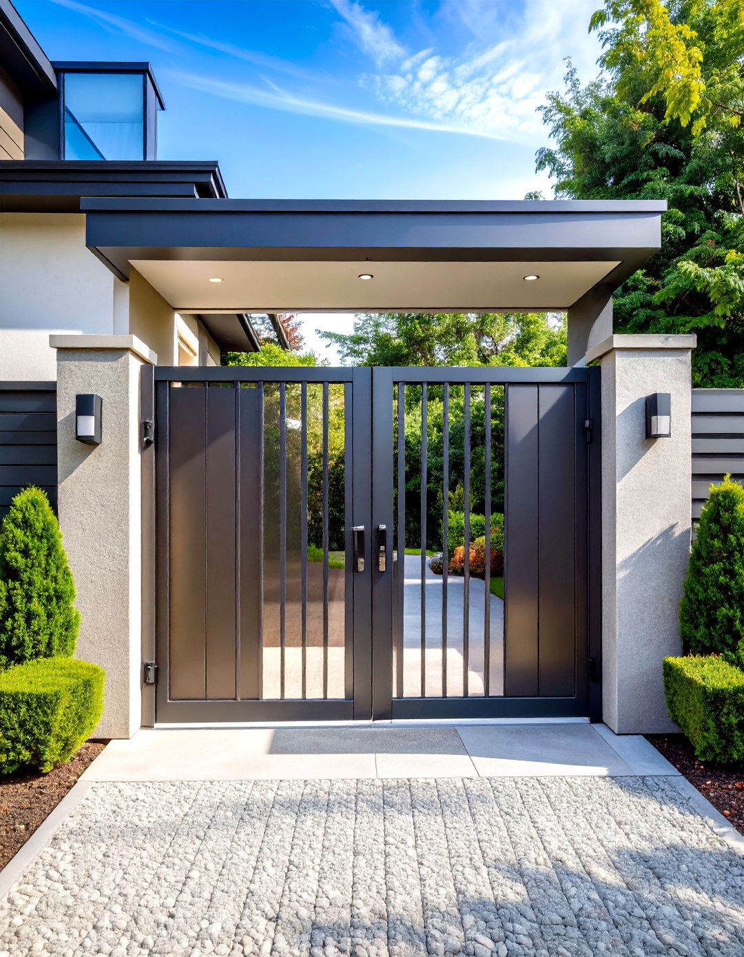 Sleek Powder Coated Aluminum Privacy Gates - 24 Metal Garden Gate Ideas