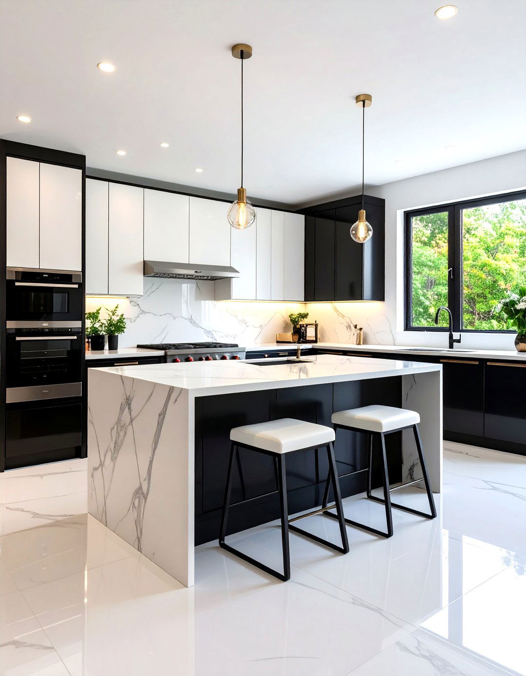 Sleek Urban Black and White Kitchen - 24 Black and White Kitchen Ideas