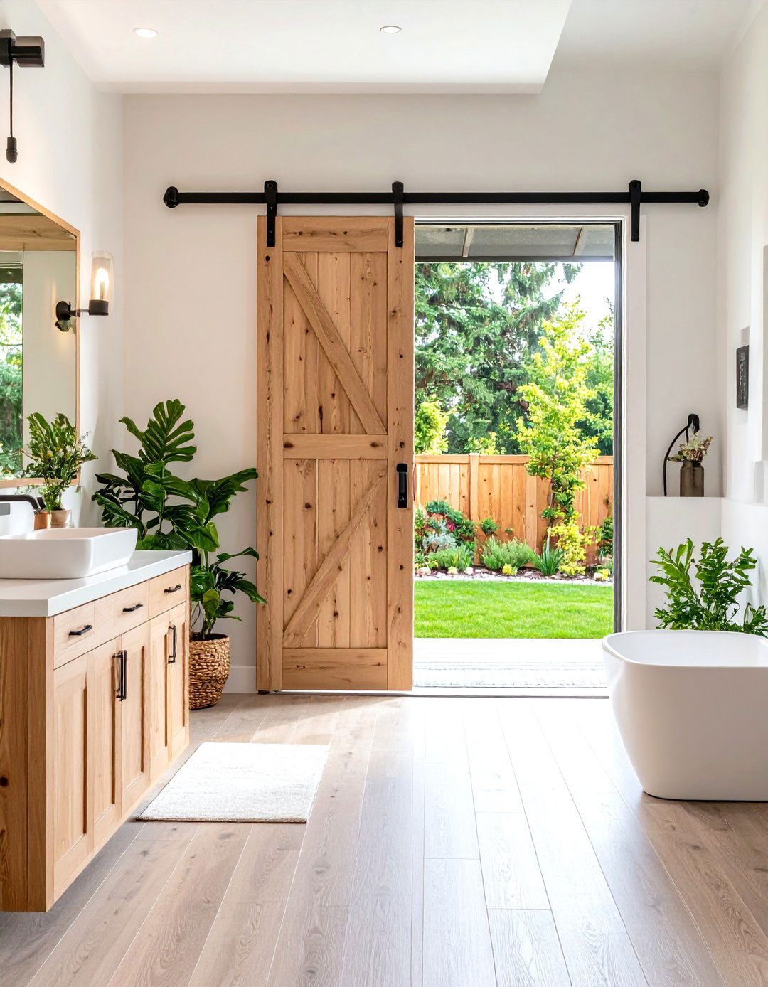 Sliding Barn Door Entry - 24 Scandinavian Bathroom Ideas