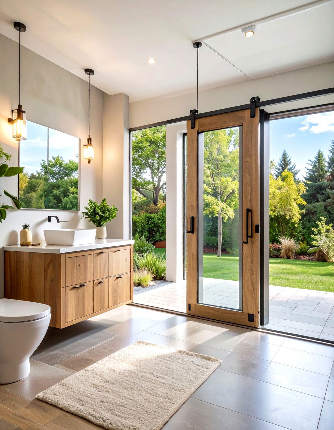 Sliding Barn Door Glass Panel - 24 Small Bathroom Walk in Shower Ideas