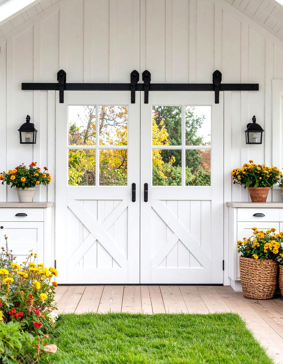 Sliding Barn Door Pantry - 24 Rustic White Kitchen Ideas